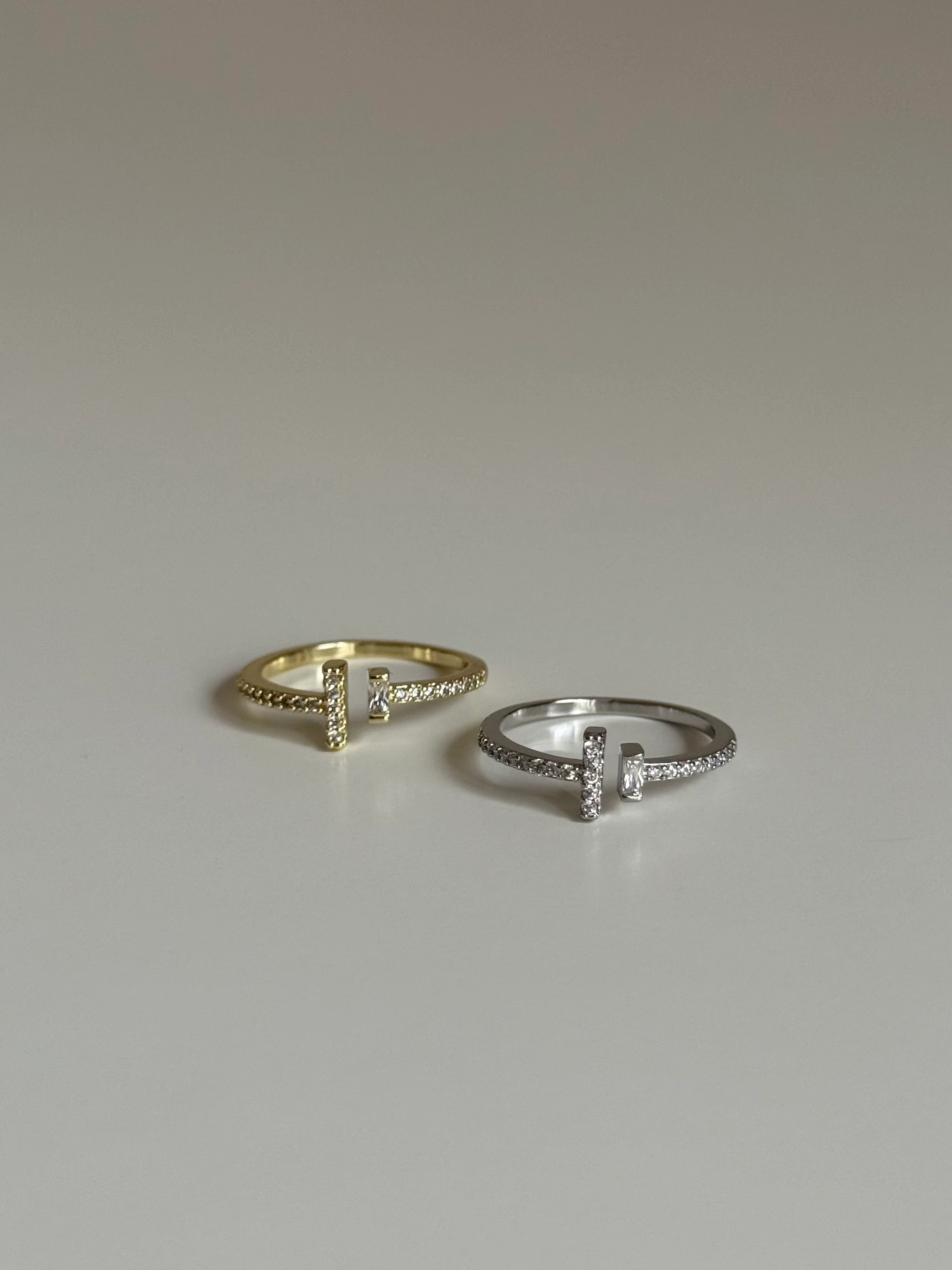 Zirkon Taşlı İkili T Model Kadın Yüzük