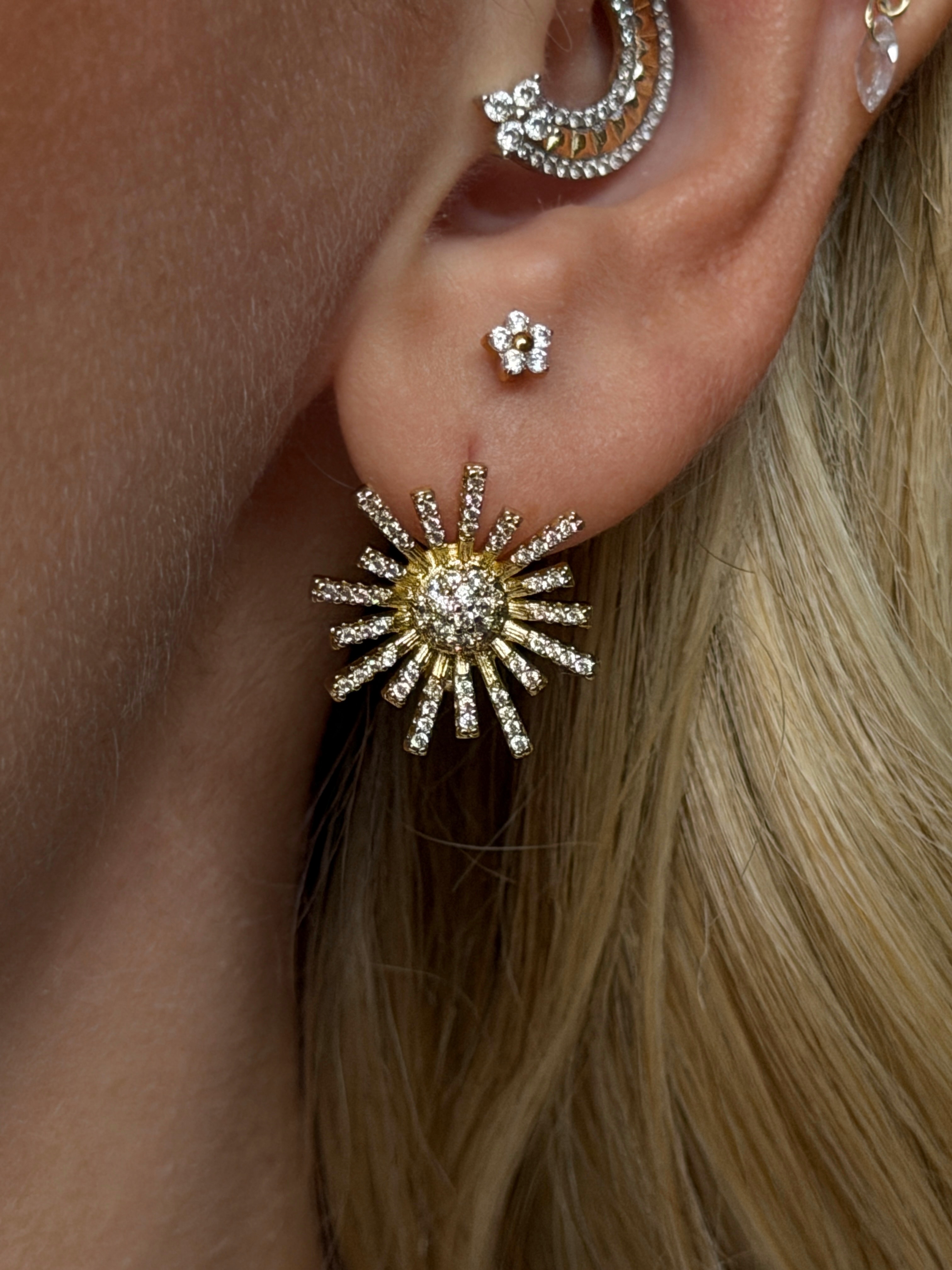 Gold Rengi Zirkon Taşlı Güneş Model 