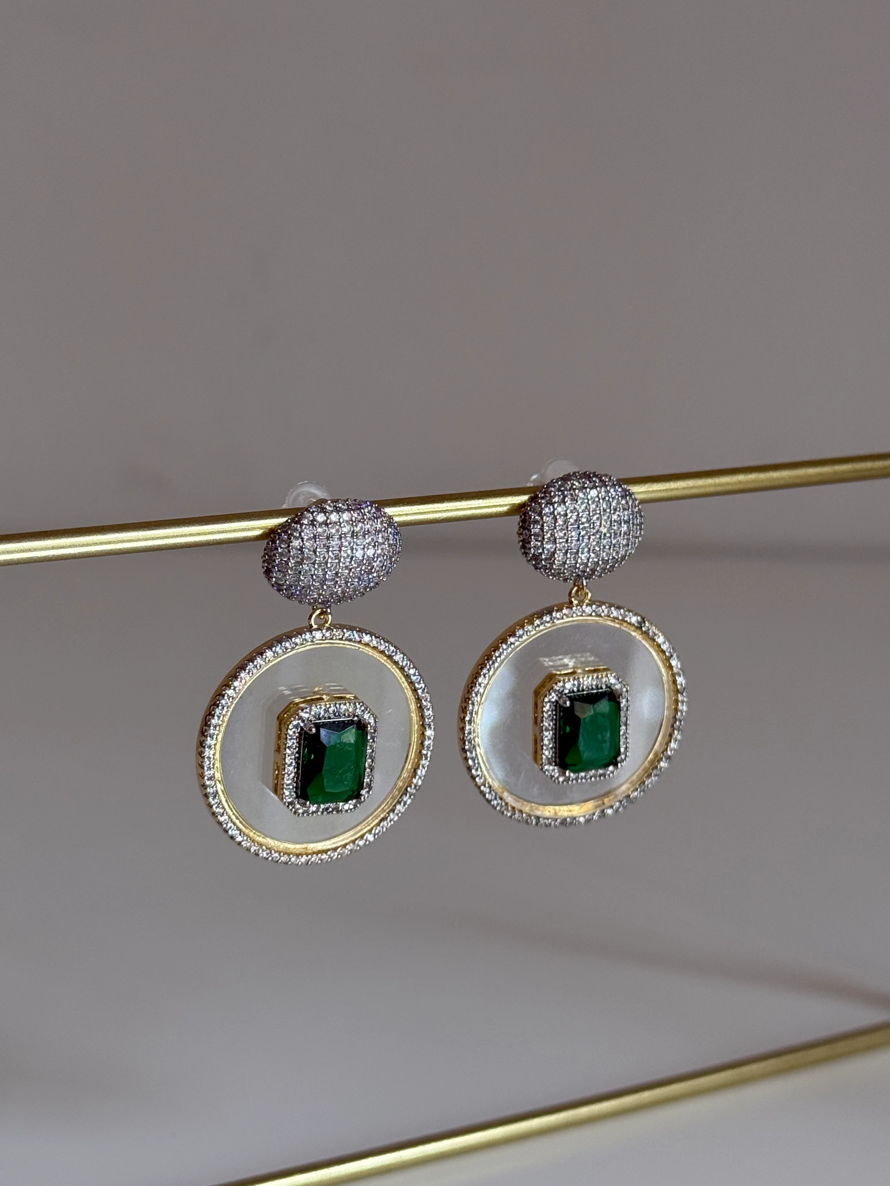 Mix Renk Yeşil Taşlı Kadın Küpe