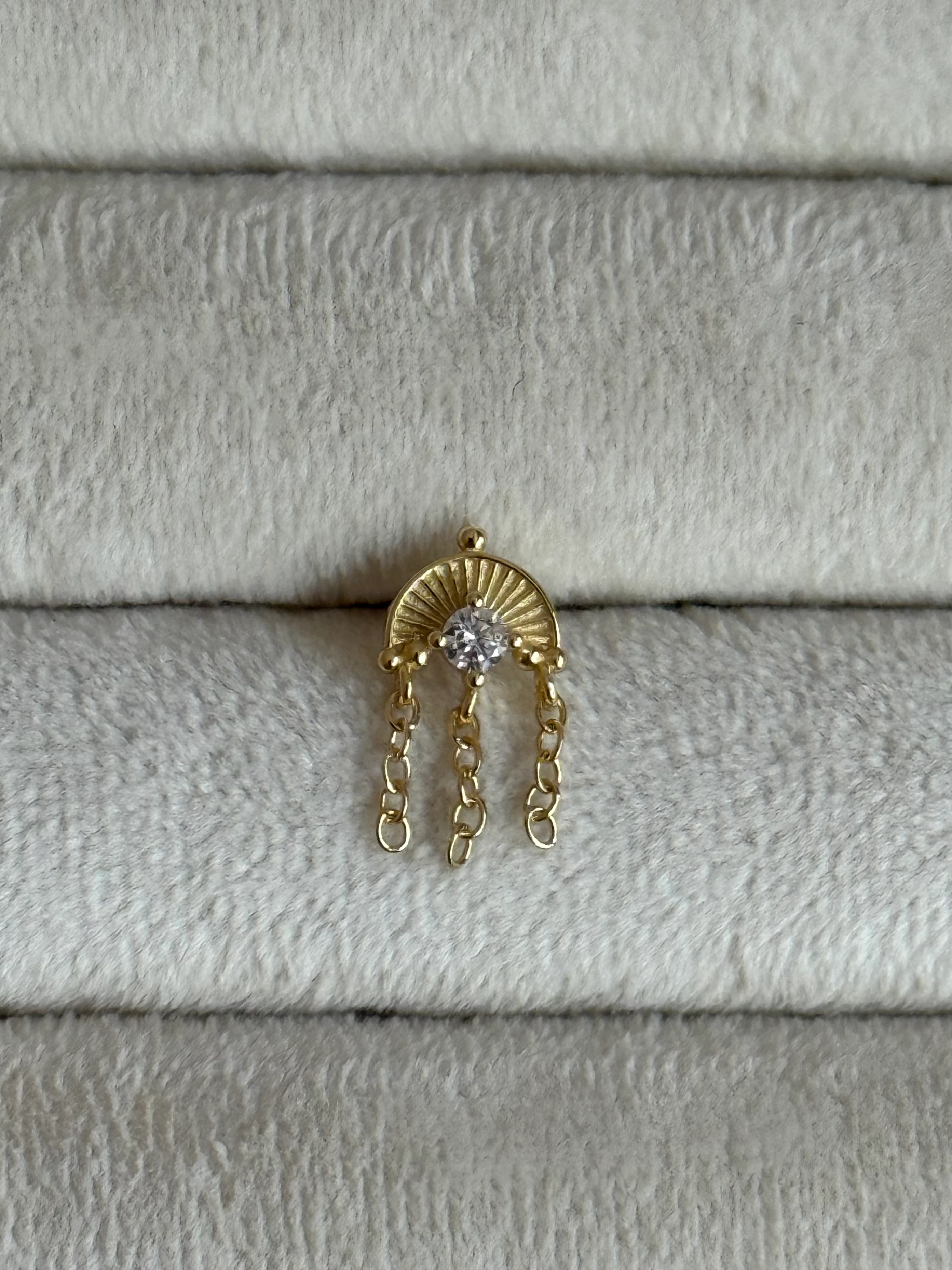 Gold Rengi 925 Ayar Gümüş Piercing