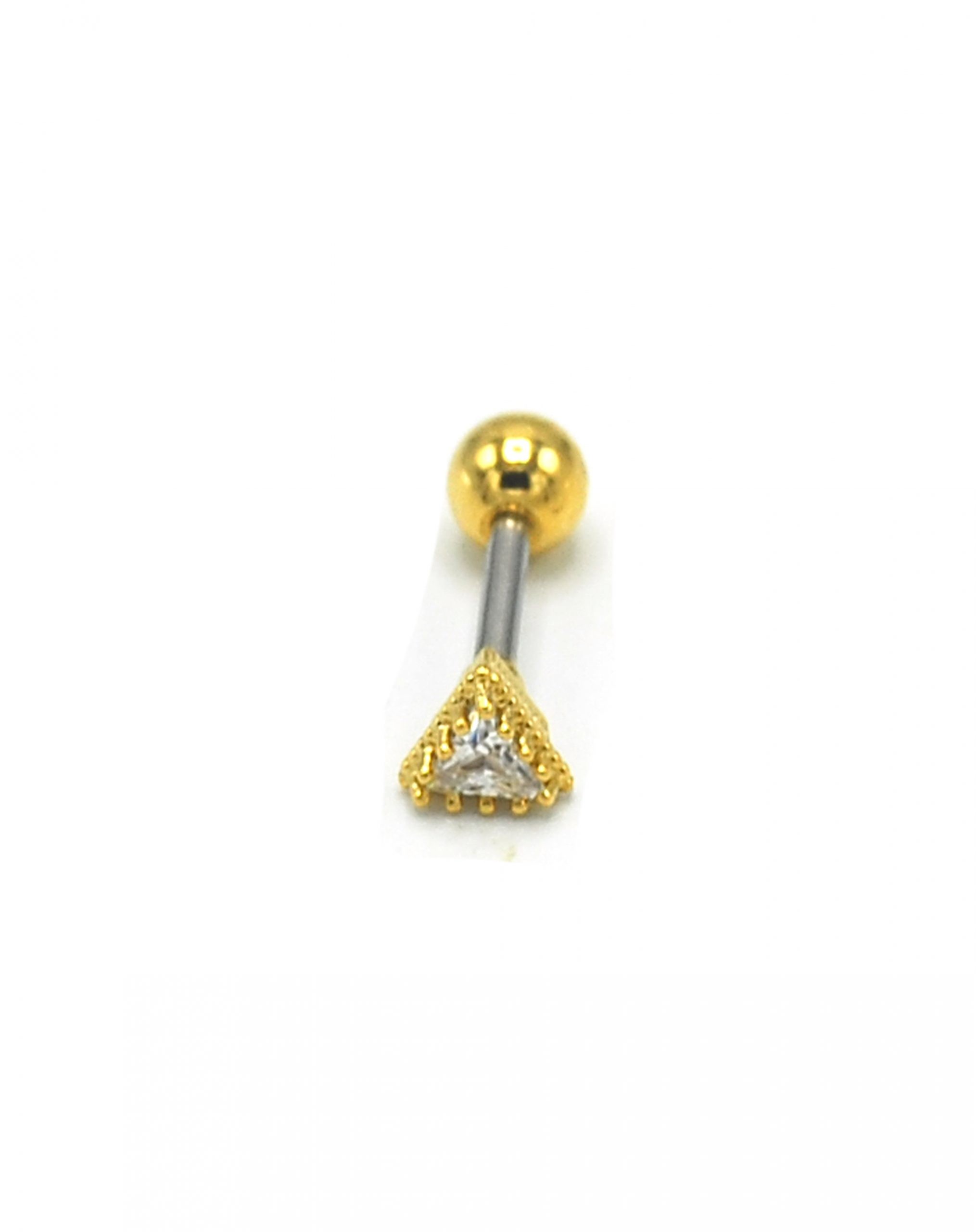 Zirkon Taşlı Gold Rengi Üçgen Piercing