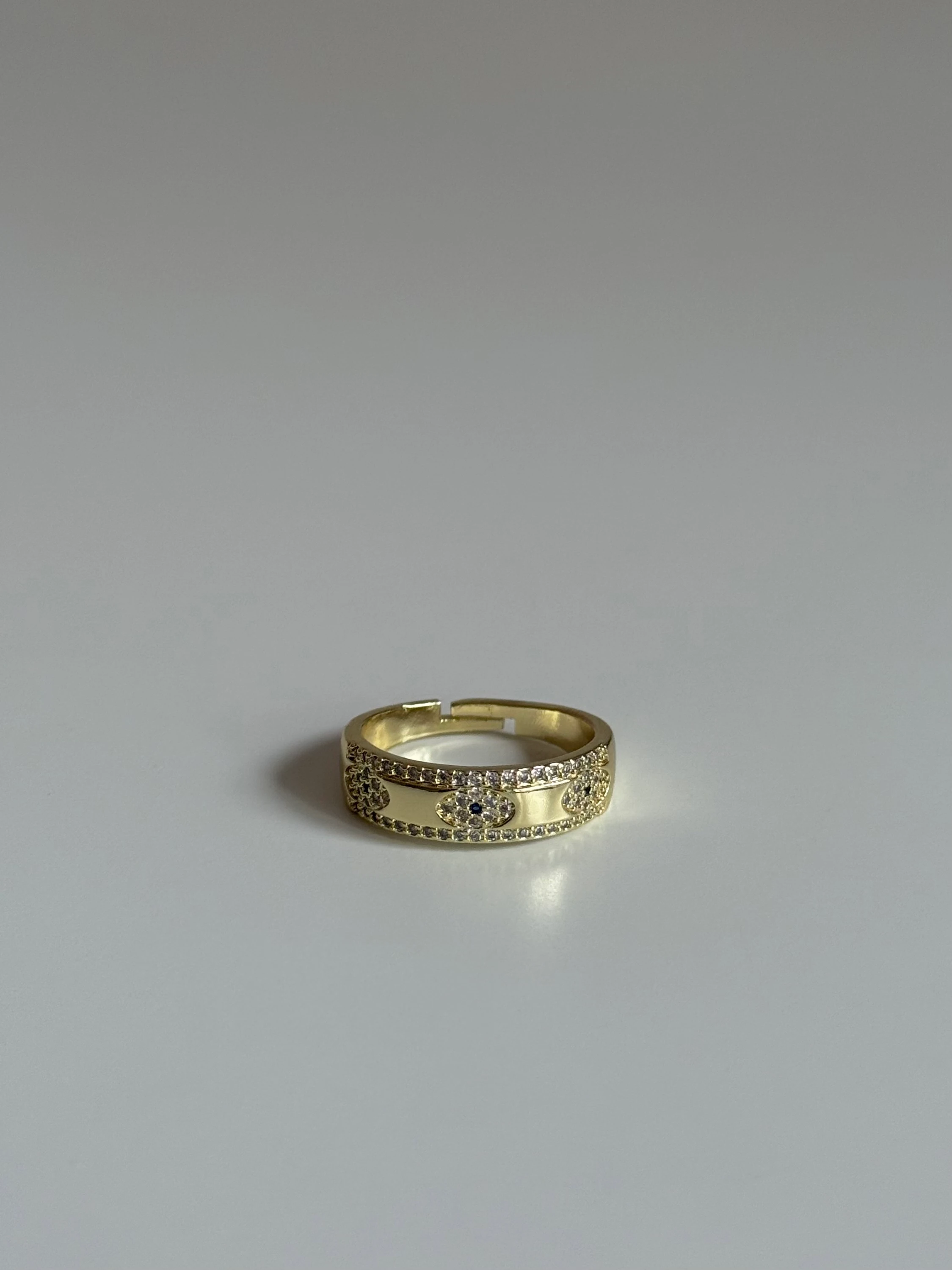 Gold Rengi Göz Detaylı Zirkon Taşlı Kadın Yüzük