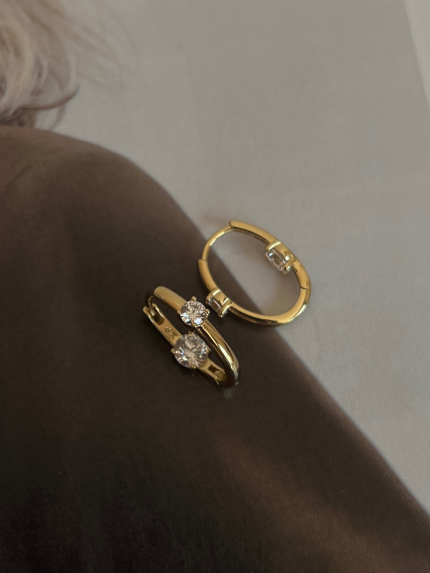 Gold Rengi İki Taşlı Xupıng Kadın Küpe