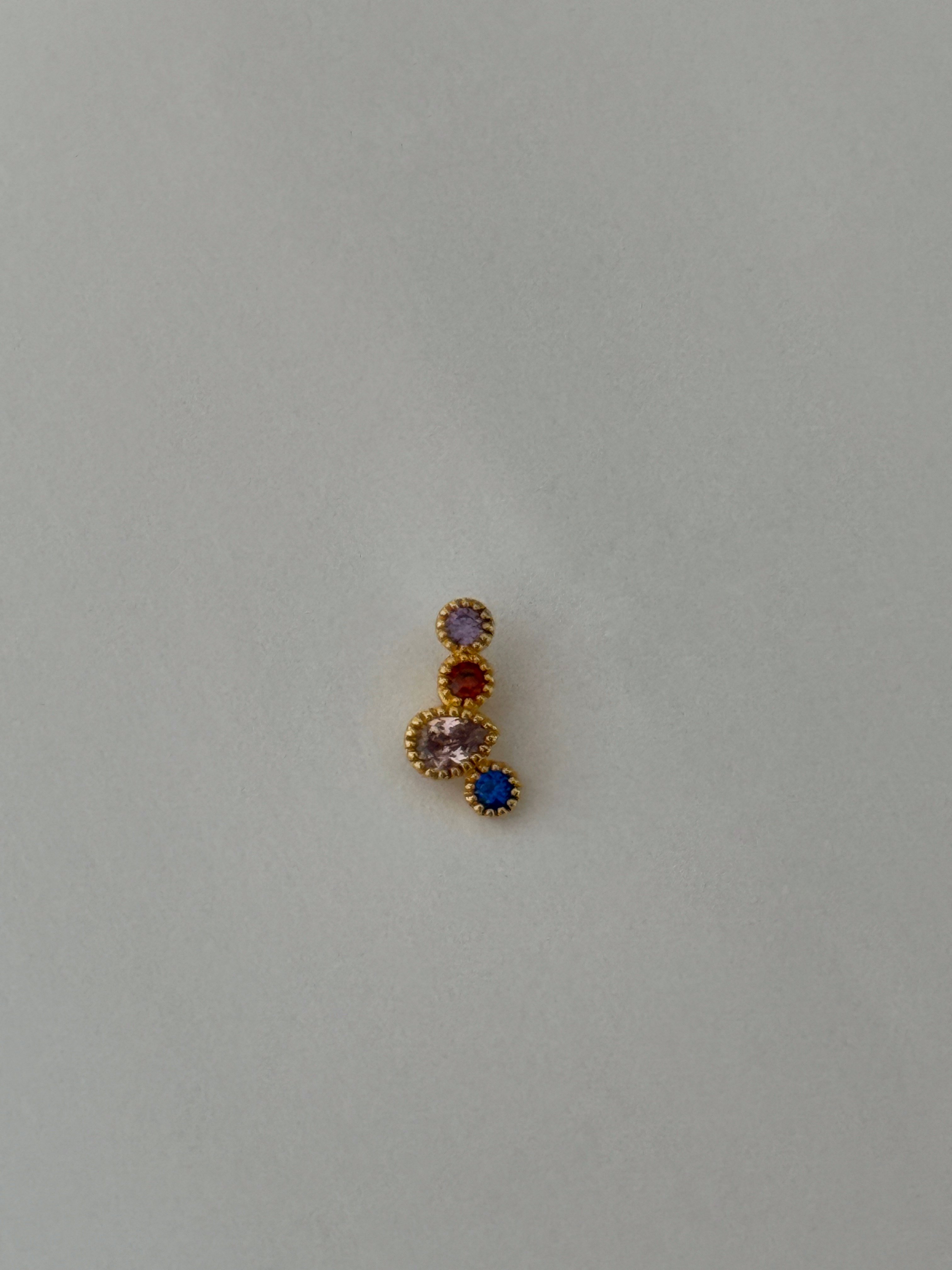 Gold Rengi Renkli Zirkon Taşlı Kadın Piercing