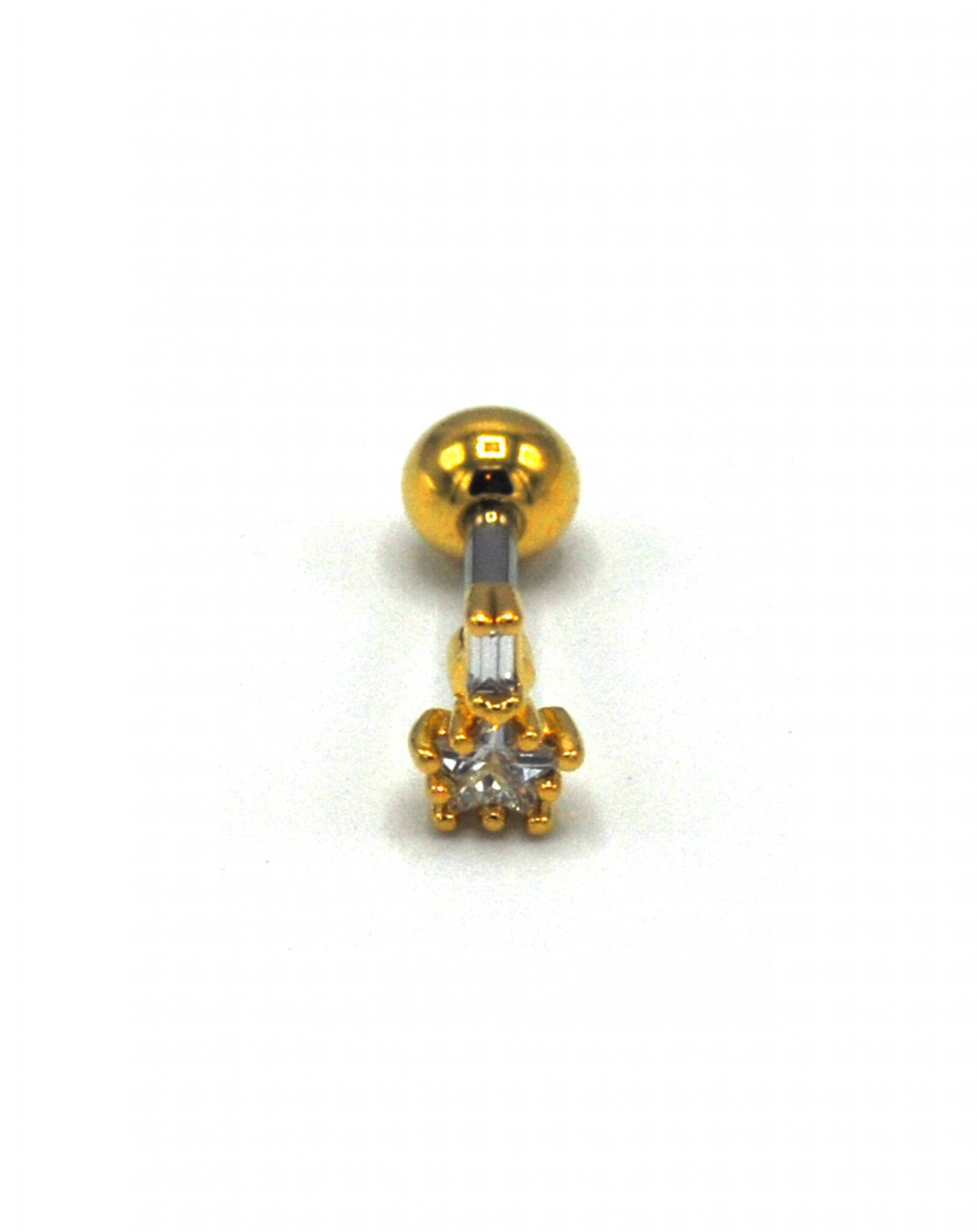 Zirkon Taşlı Gold Rengi Piercing