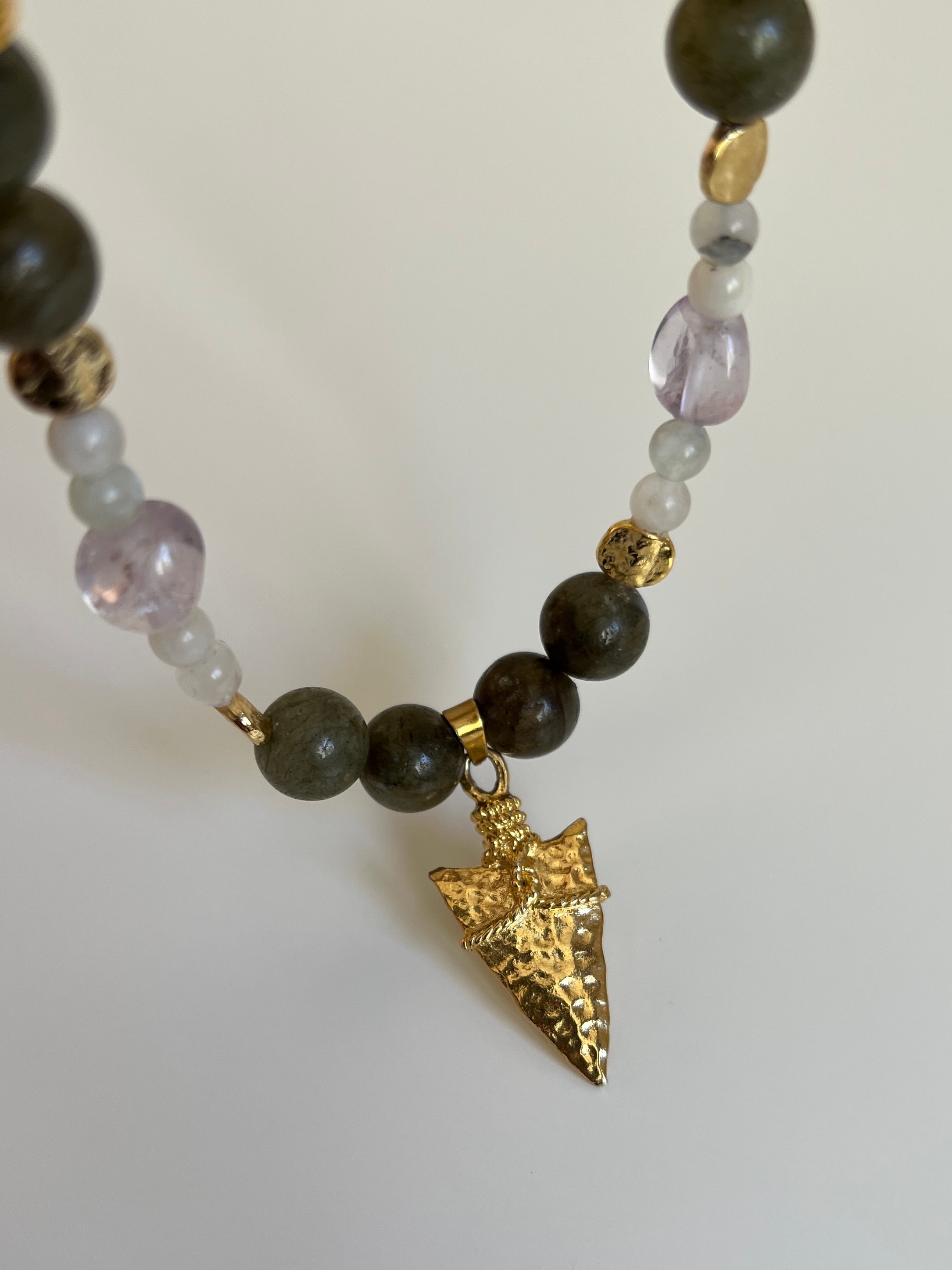 Arche Collection Labradorit&Ametist&Aytaşı Taşlı (MYNA) Kadın Kolye