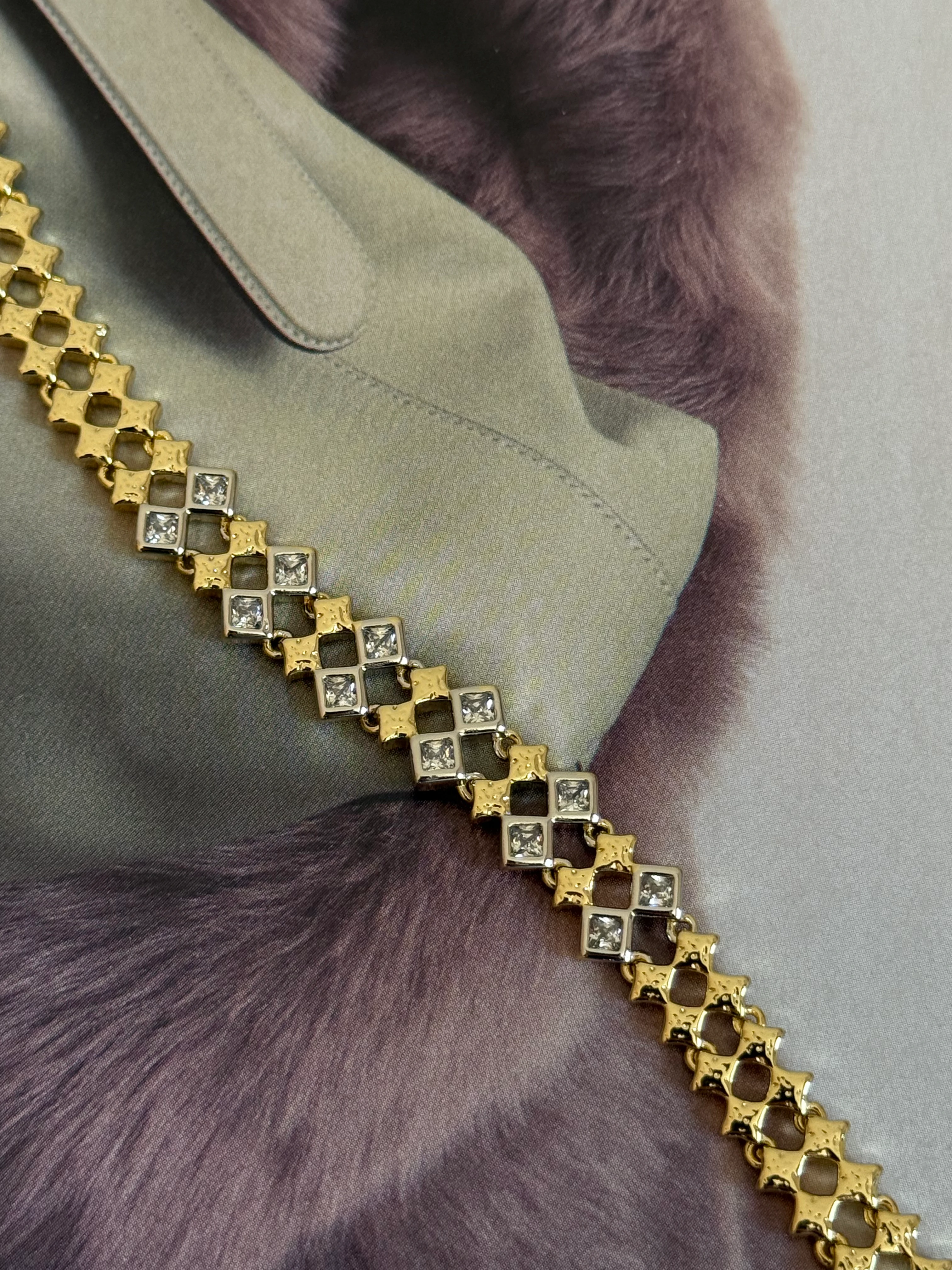 Mix Renk Kare Zirkon Taşlı İki Sıra Xupıng Kadın Bileklik