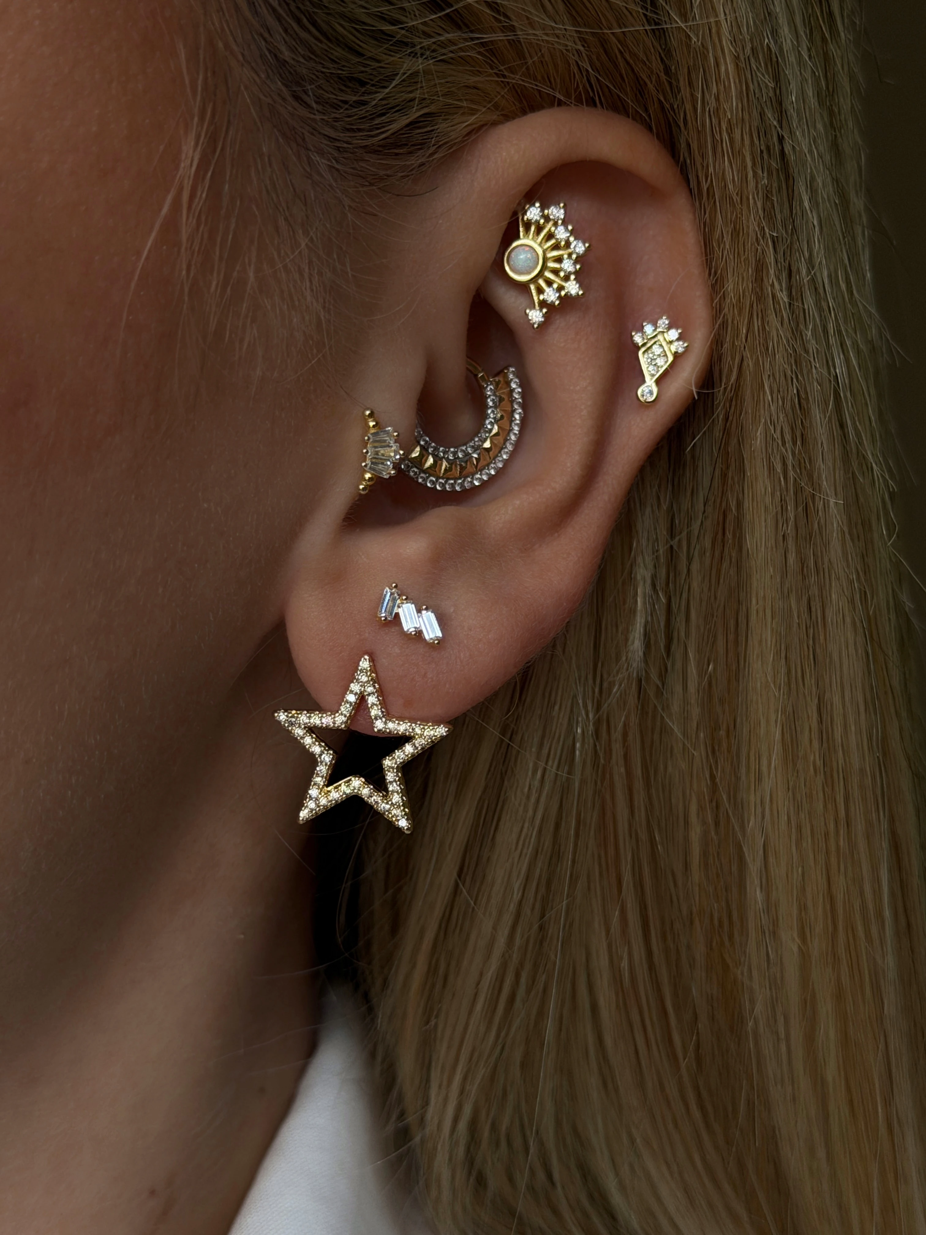 İkili Yıldız Model Kadın Küpe