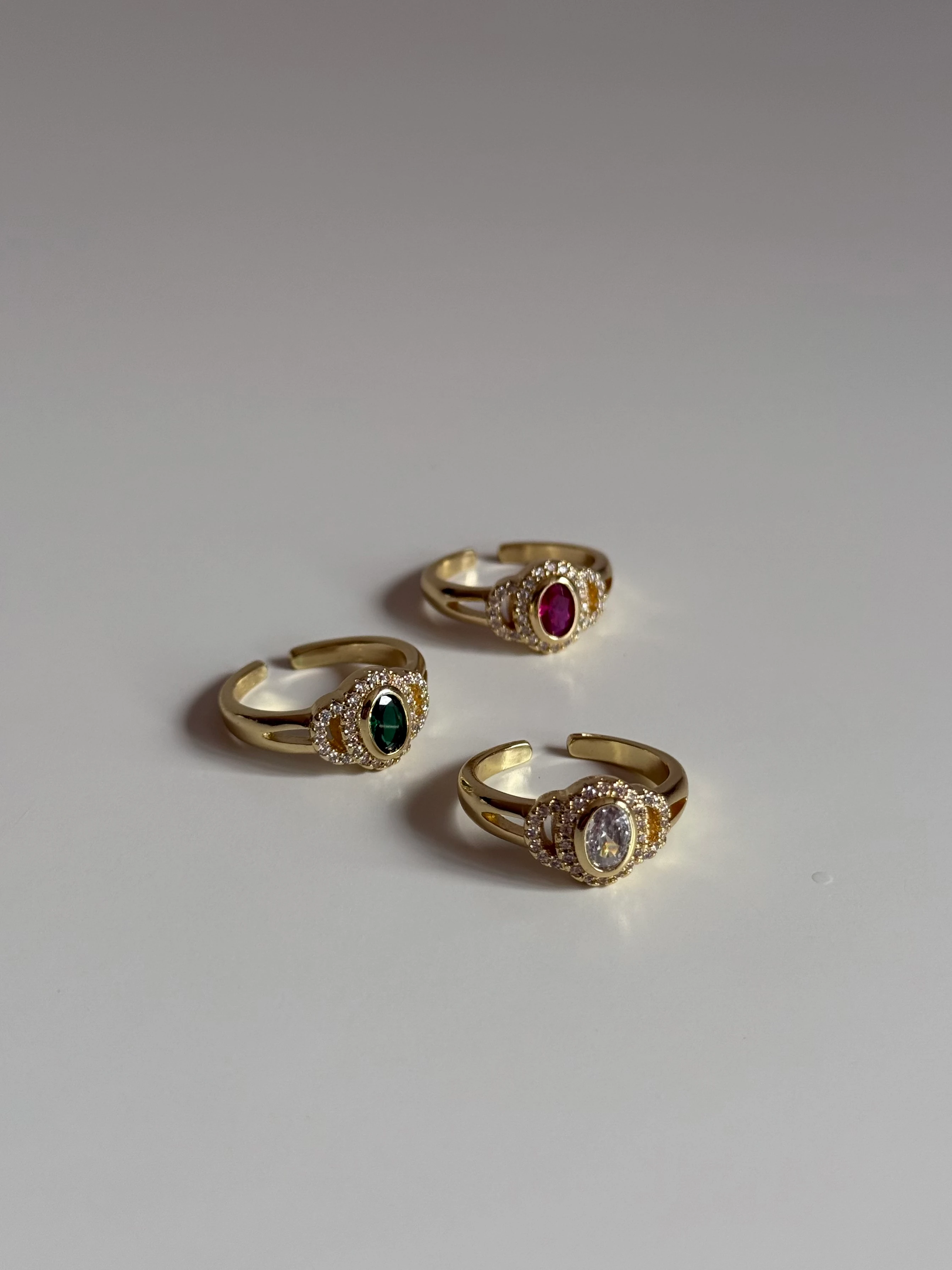 Gold Rengi Zirkon Taş Detay Renkli Taşlı Kadın Yüzük