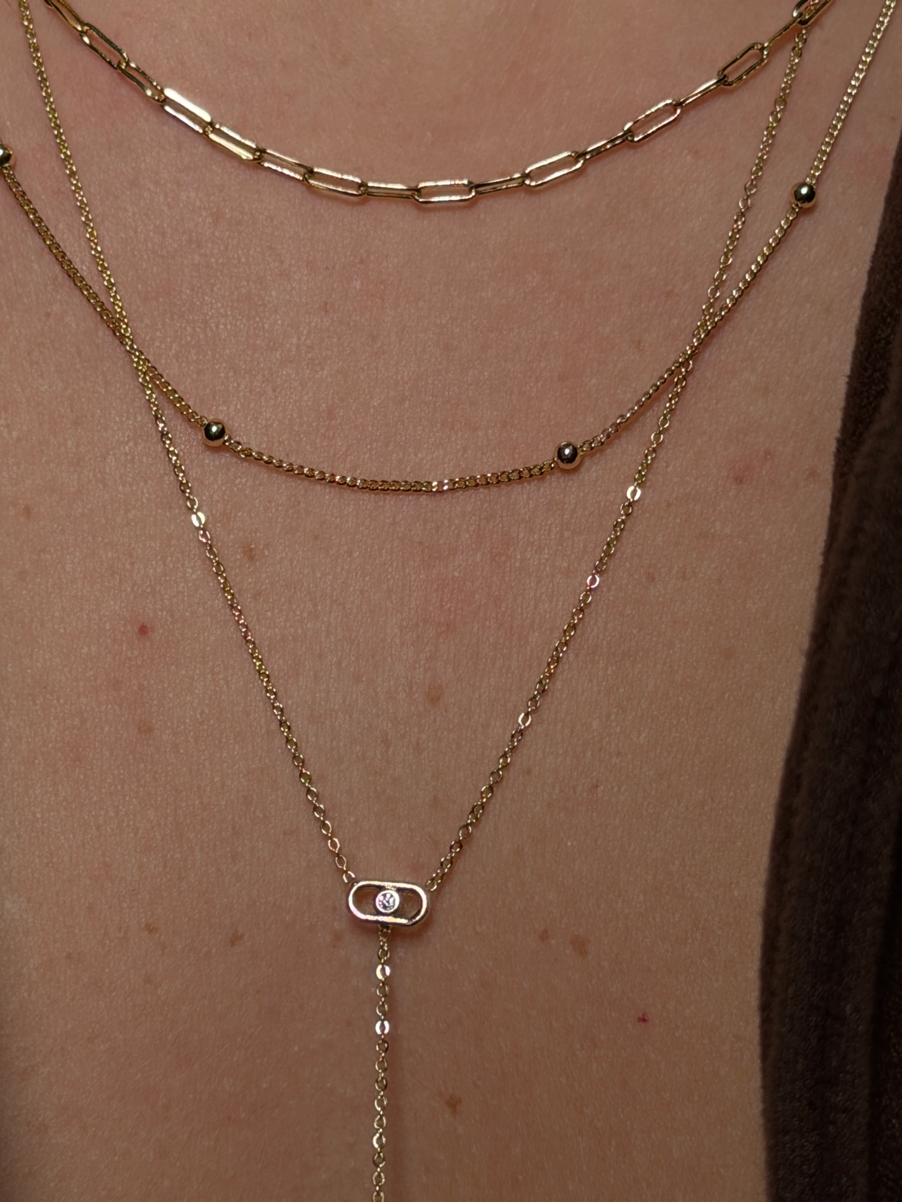 Gold Rengi Üç Sıra Messi Model Kadın Kolye