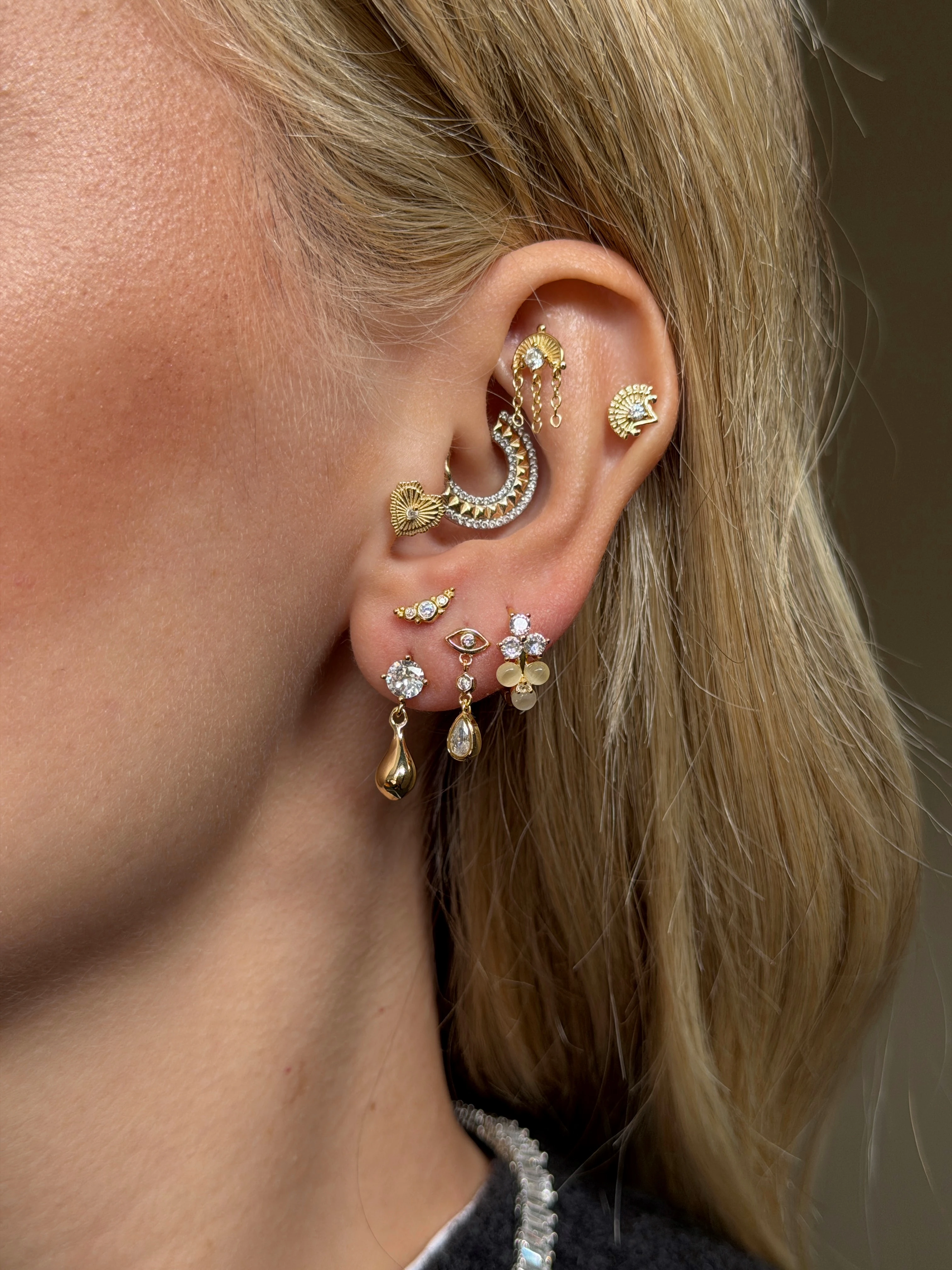 Gold Rengi Göz Model 925 Ayar Gümüş Piercing