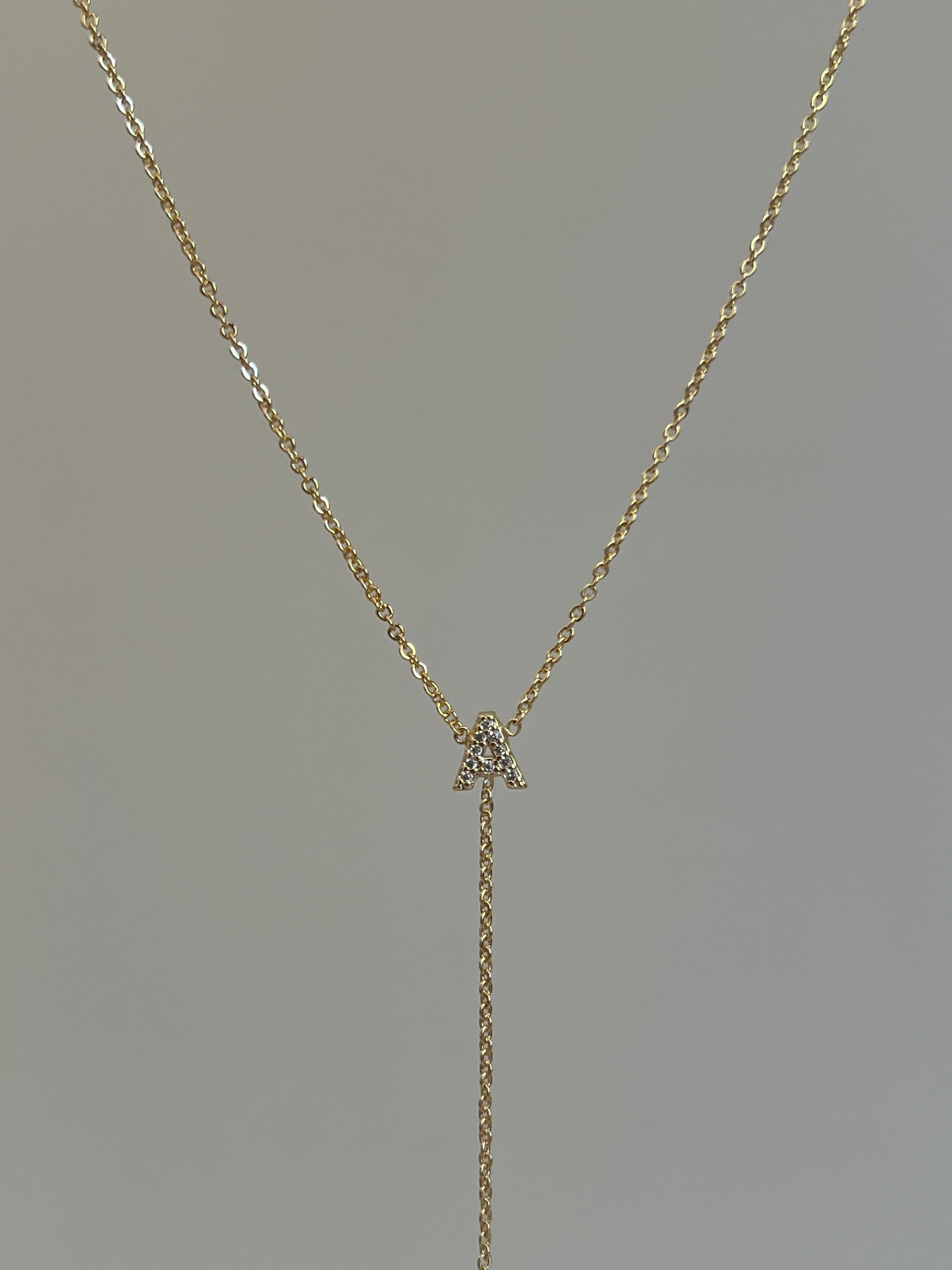 Gold Rengi Zirkon Taşlı Harf Y Kadın Kolye