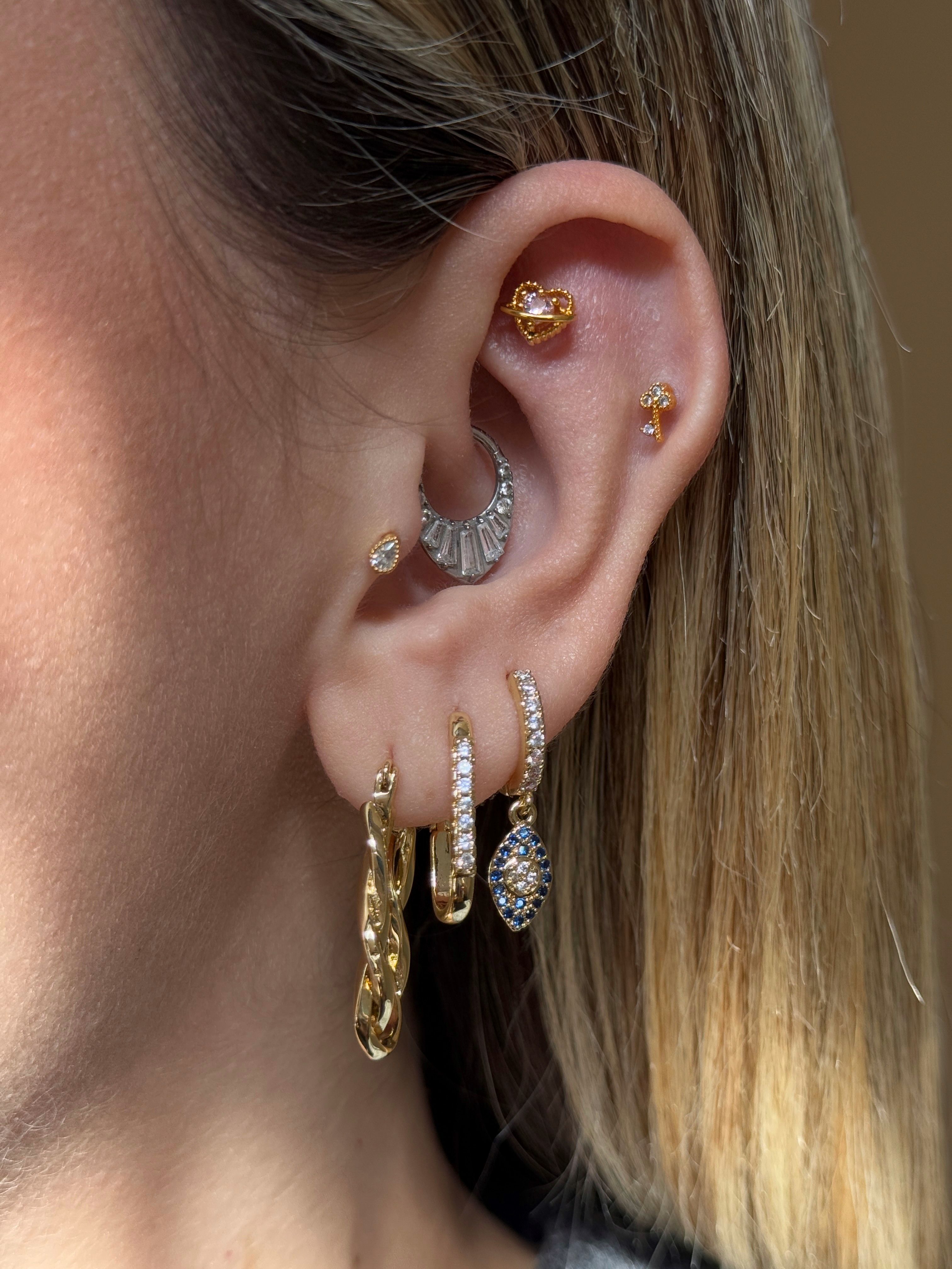 Gold Rengi Zirkon Taşlı Anahtar Figürlü Kadın Piercing