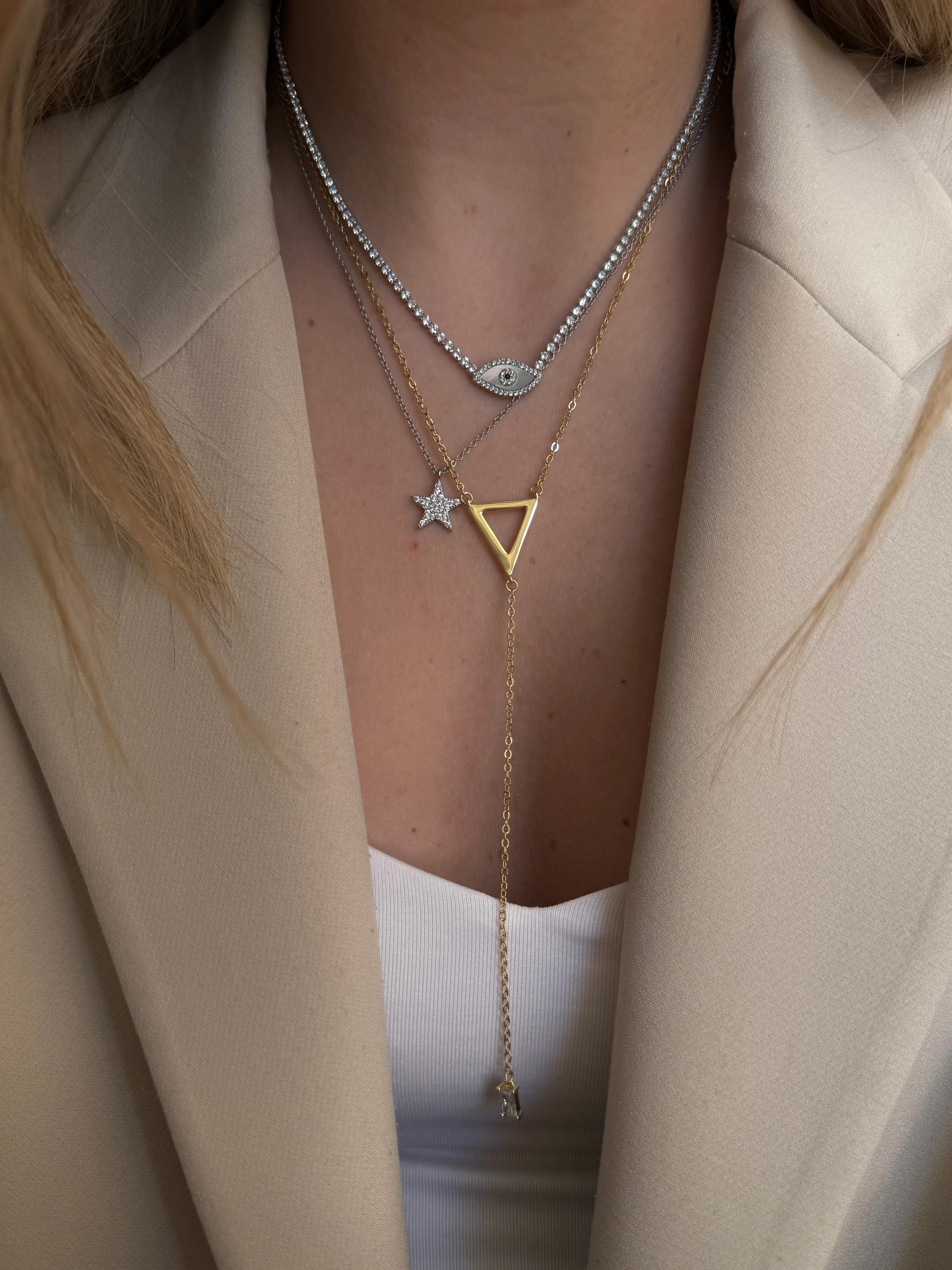 Zirkon Taşlı Yıldız Figürlü Kadın Kolye
