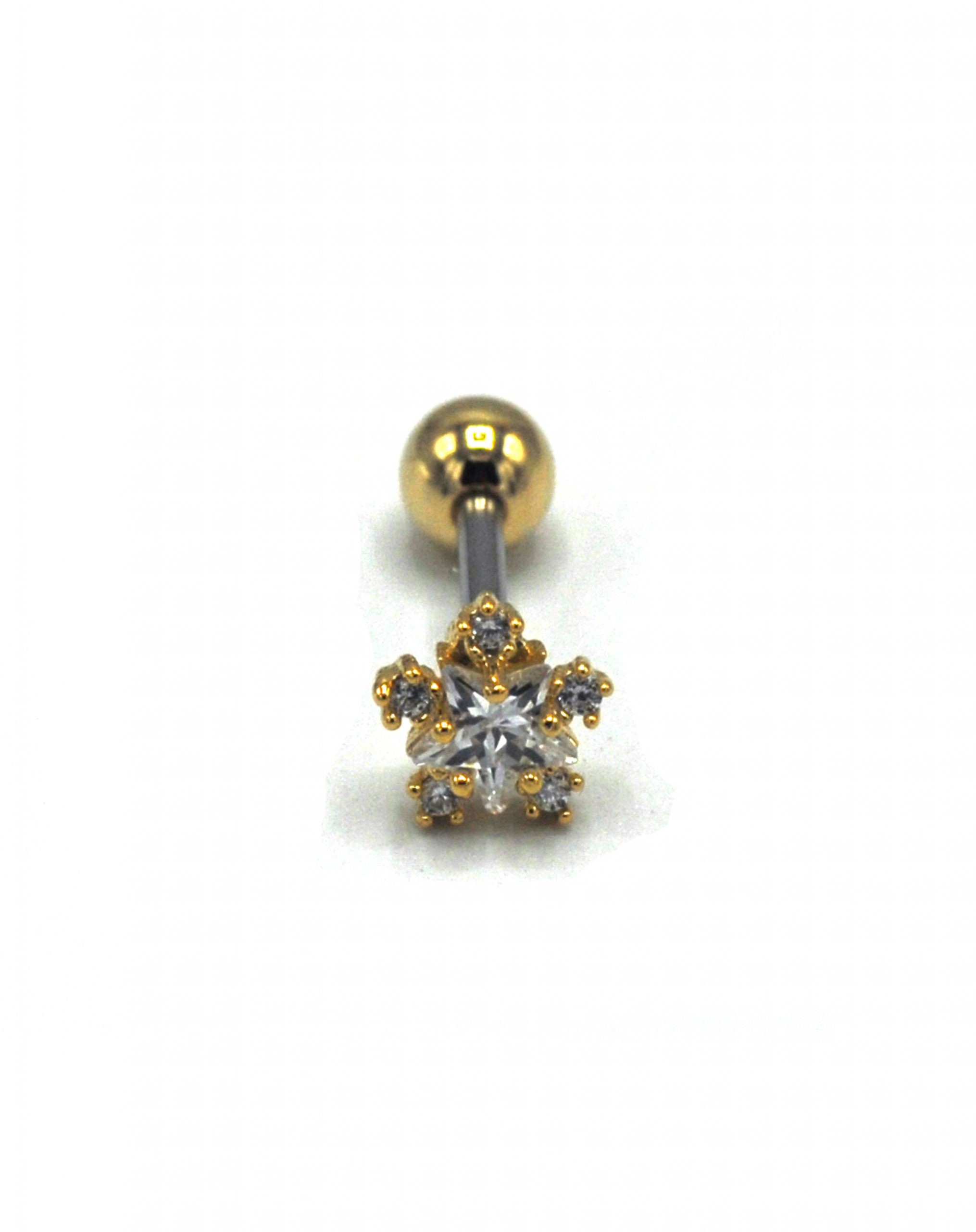 Zirkon Taşlı Gold Rengi Piercing