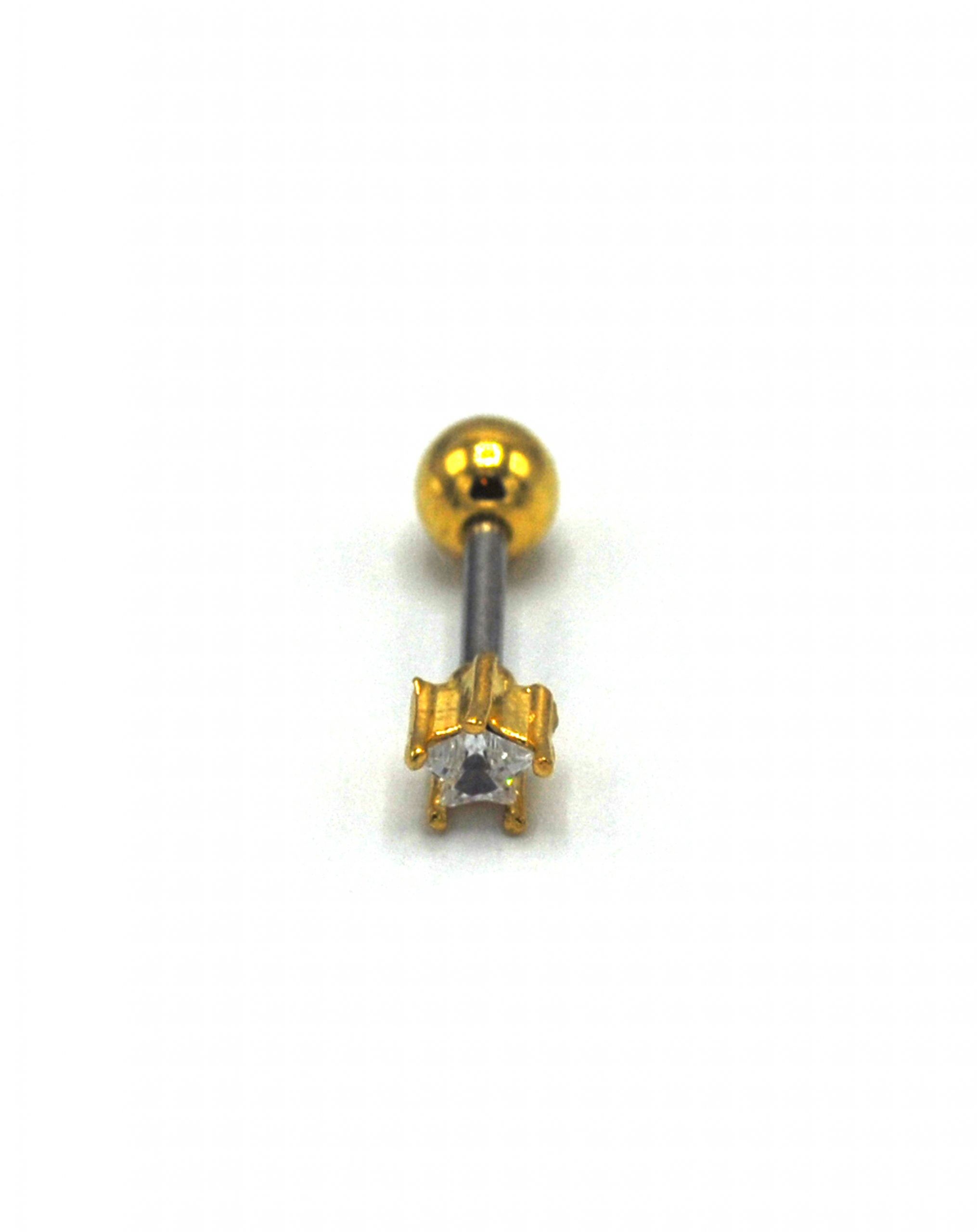 Zirkon Taşlı Gold Rengi Yıldız Piercing