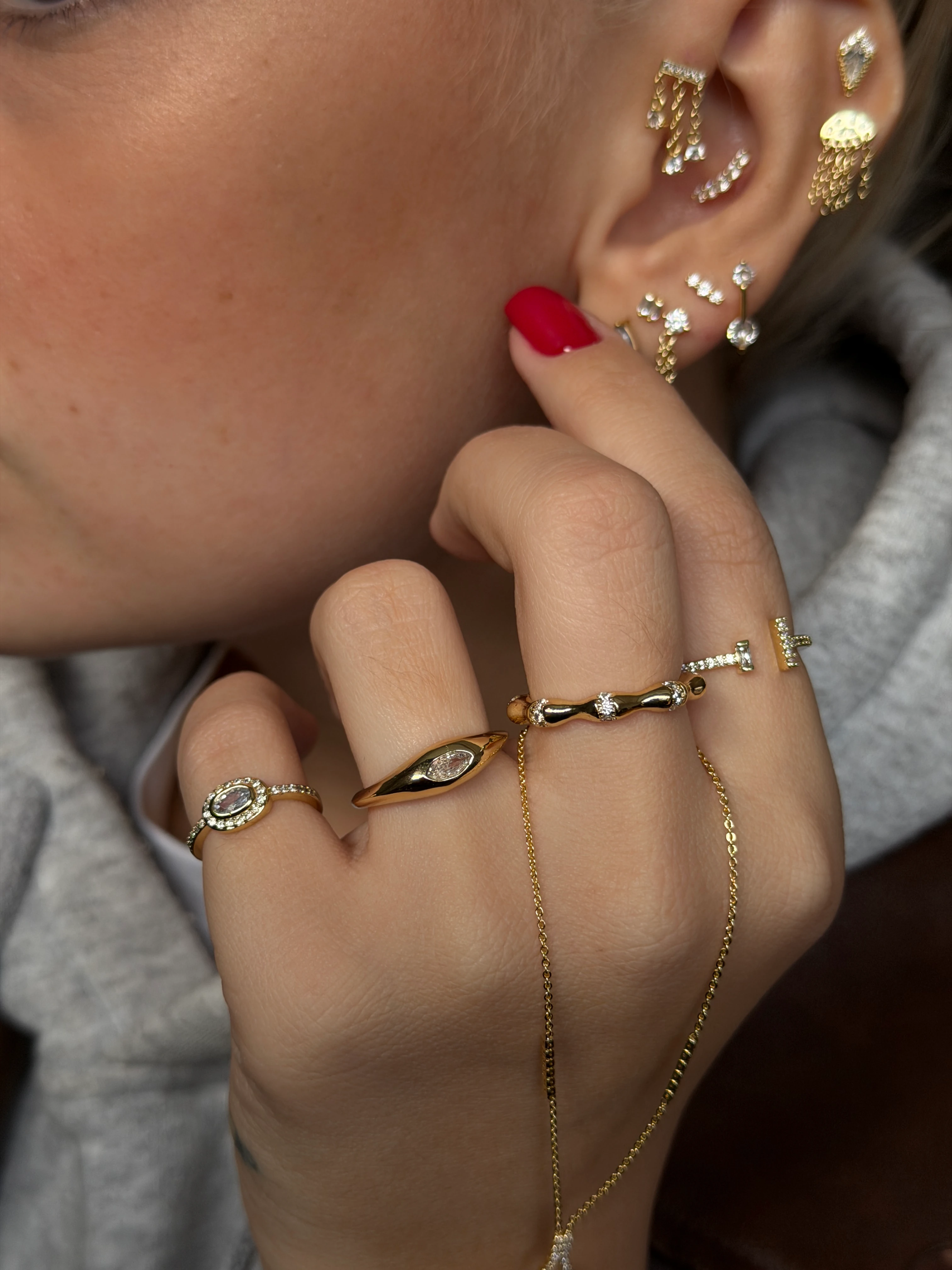 Zirkon Taşlı İkili T Model Kadın Yüzük