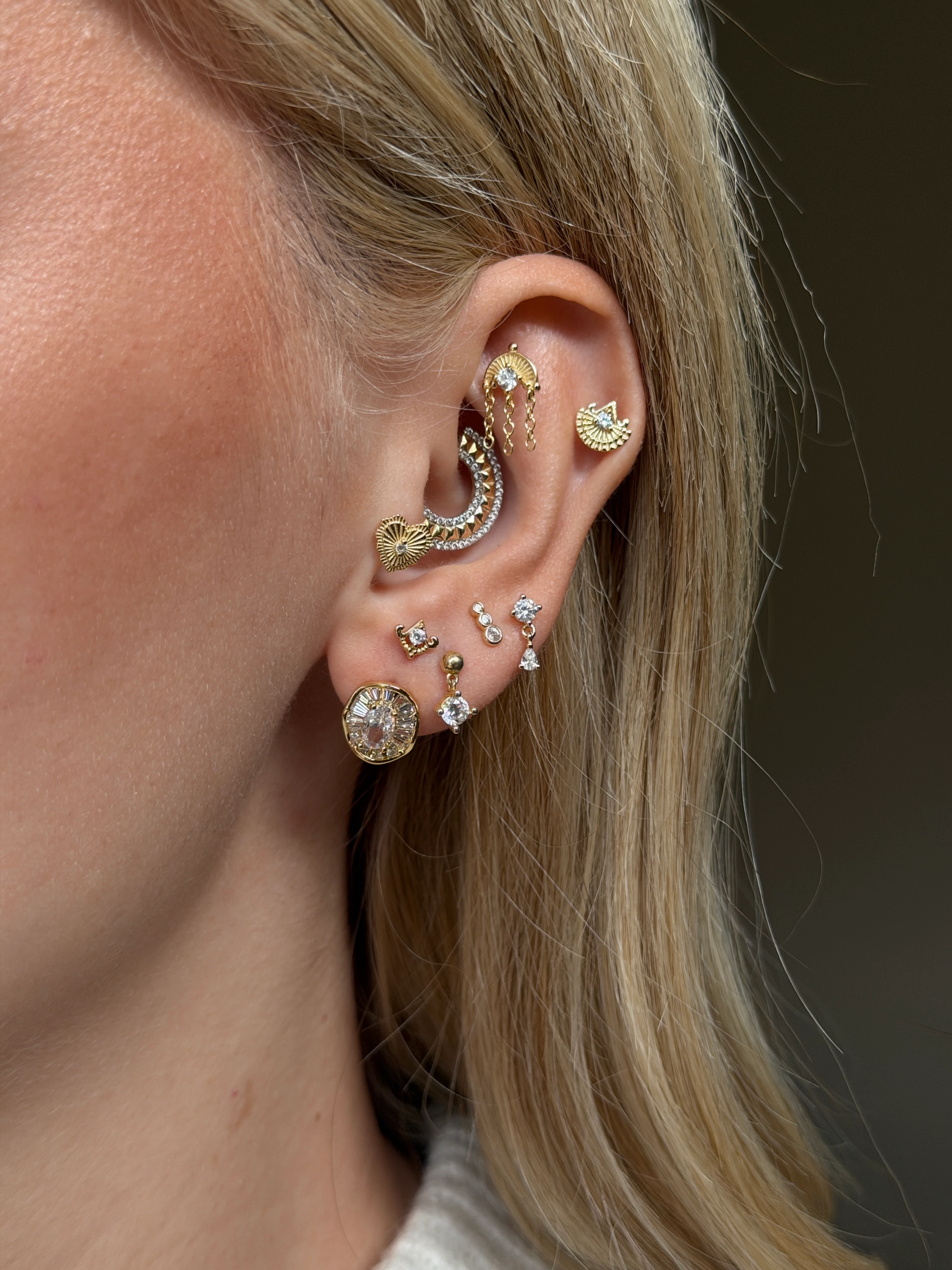 Gold Rengi 925 Ayar Gümüş Piercing