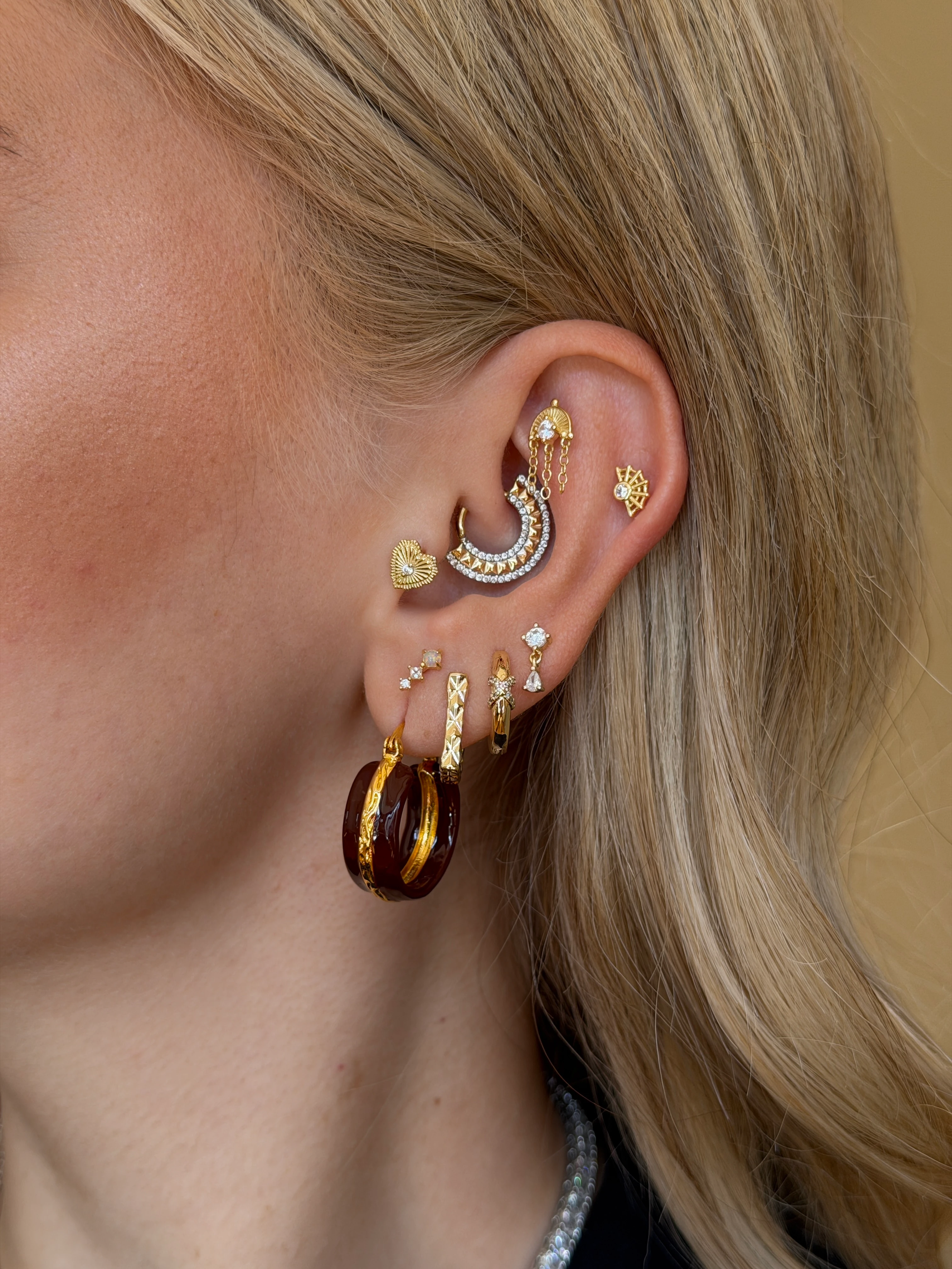 Gold Rengi Ağ Model 925 Ayar Gümüş Piercing