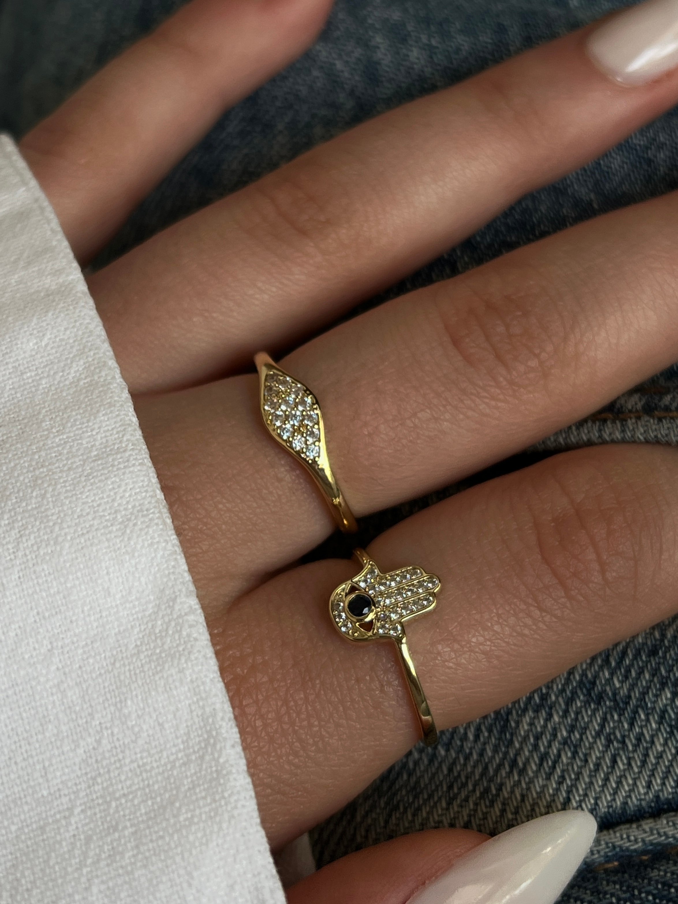 Gold Rengi Zirkon Taşlı Göz Model Kadın Yüzük