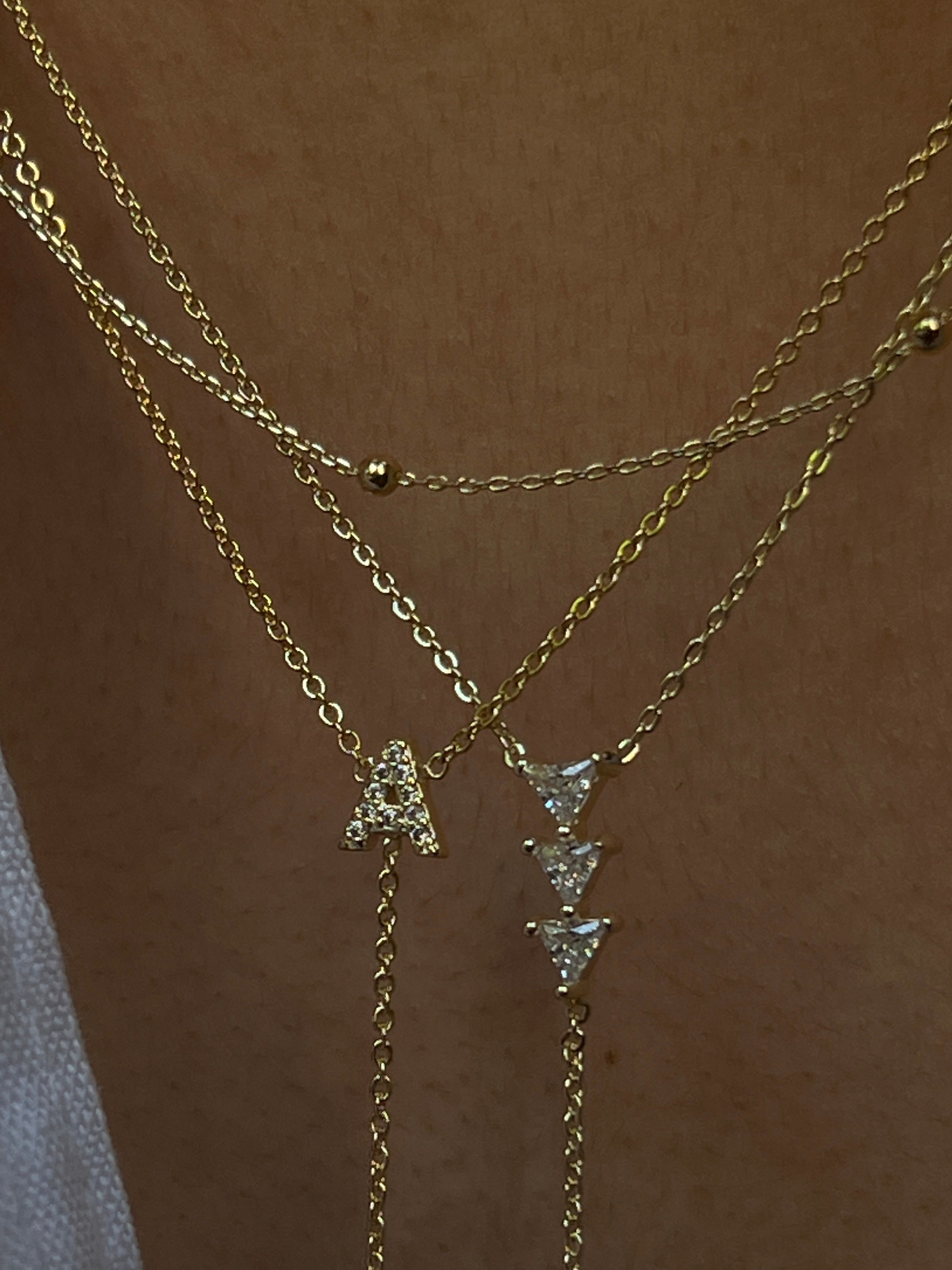 Gold Rengi Zirkon Taşlı Harf Y Kadın Kolye