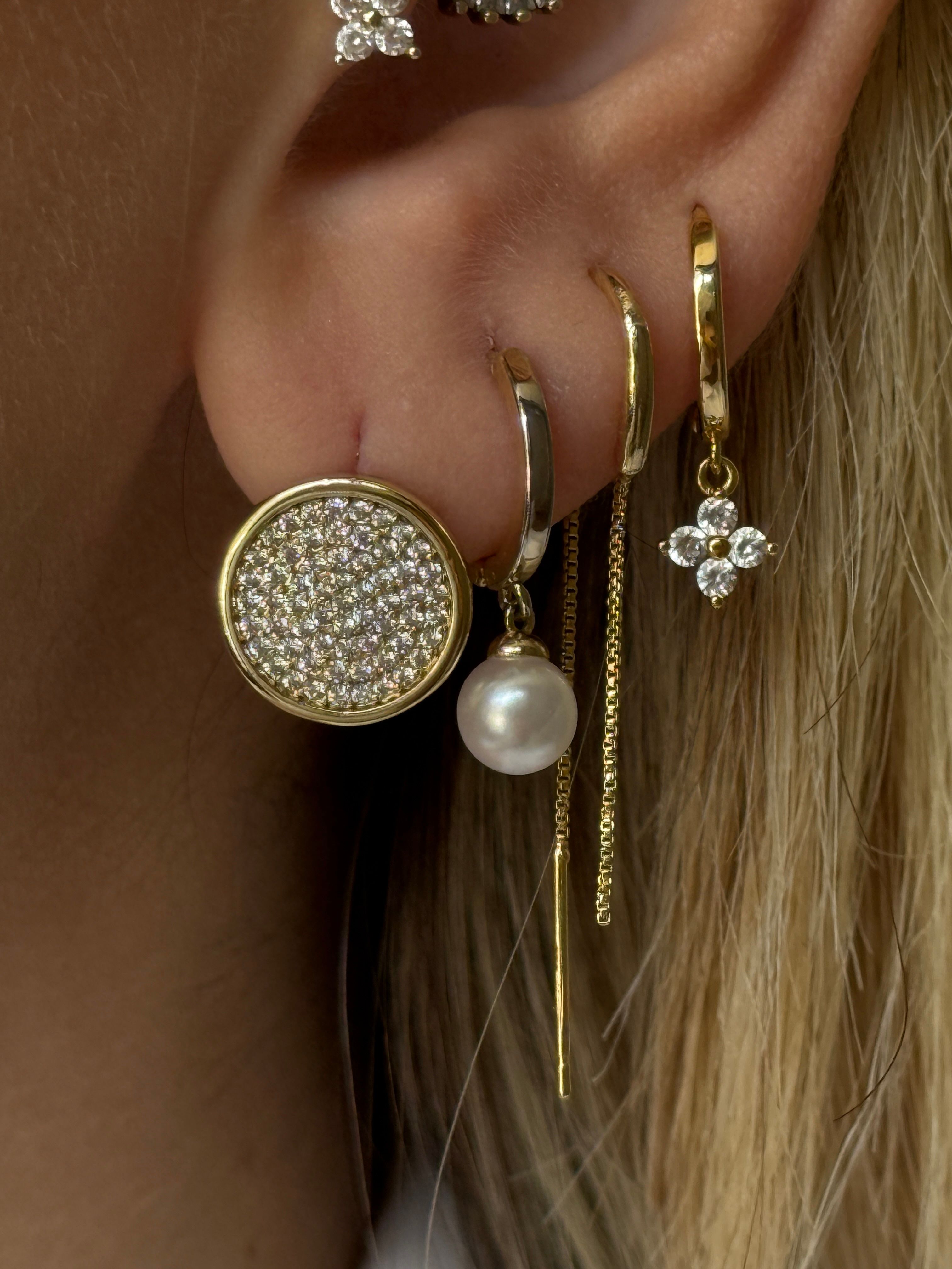 Gold Rengi Zirkon Taşlı Yuvarlak Model Xupıng Kadın Küpe