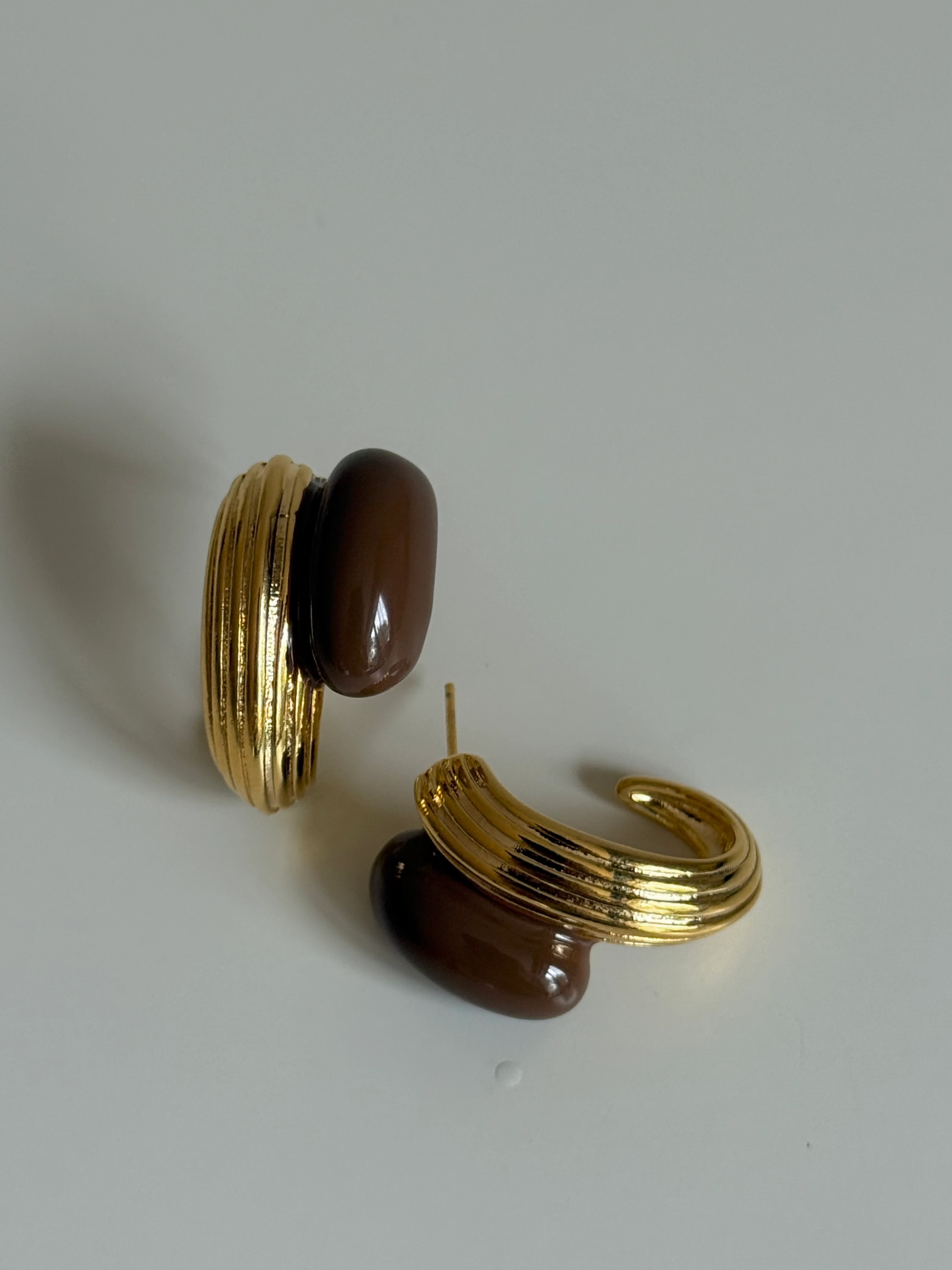 Gold Rengi Renkli İkili Halka Kadın Küpe