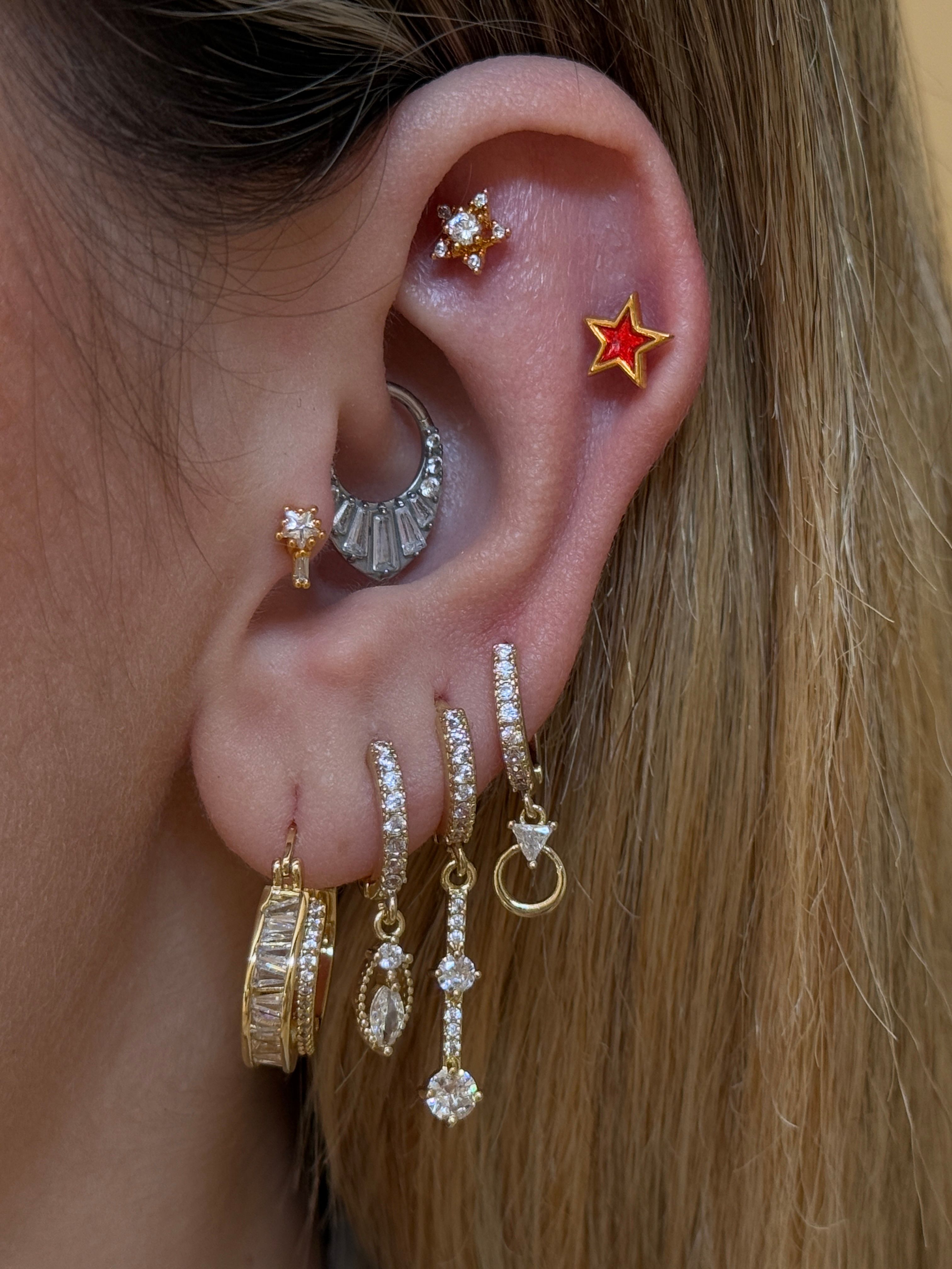 Zirkon Taşlı Gold Rengi Piercing