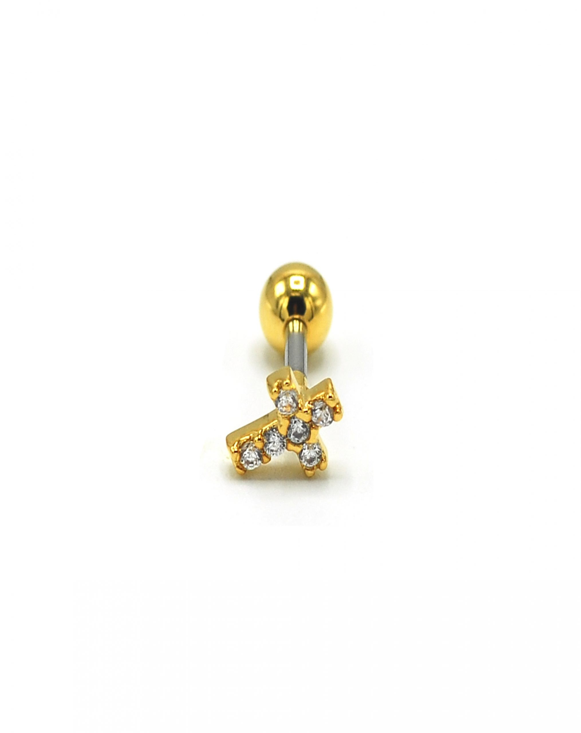 Zirkon Taşlı Gold Rengi Hac Piercing