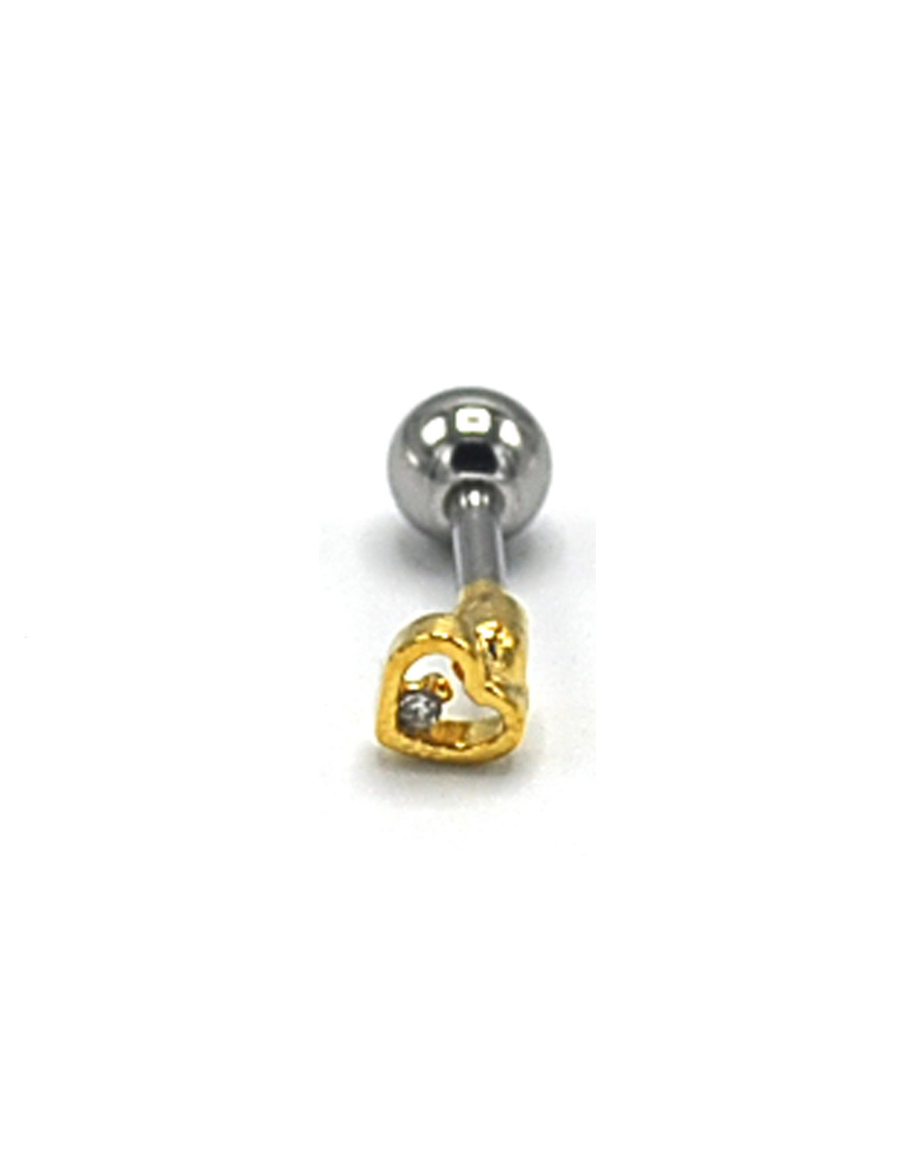 Zirkon Taşlı Gold Renk Kalp Piercing