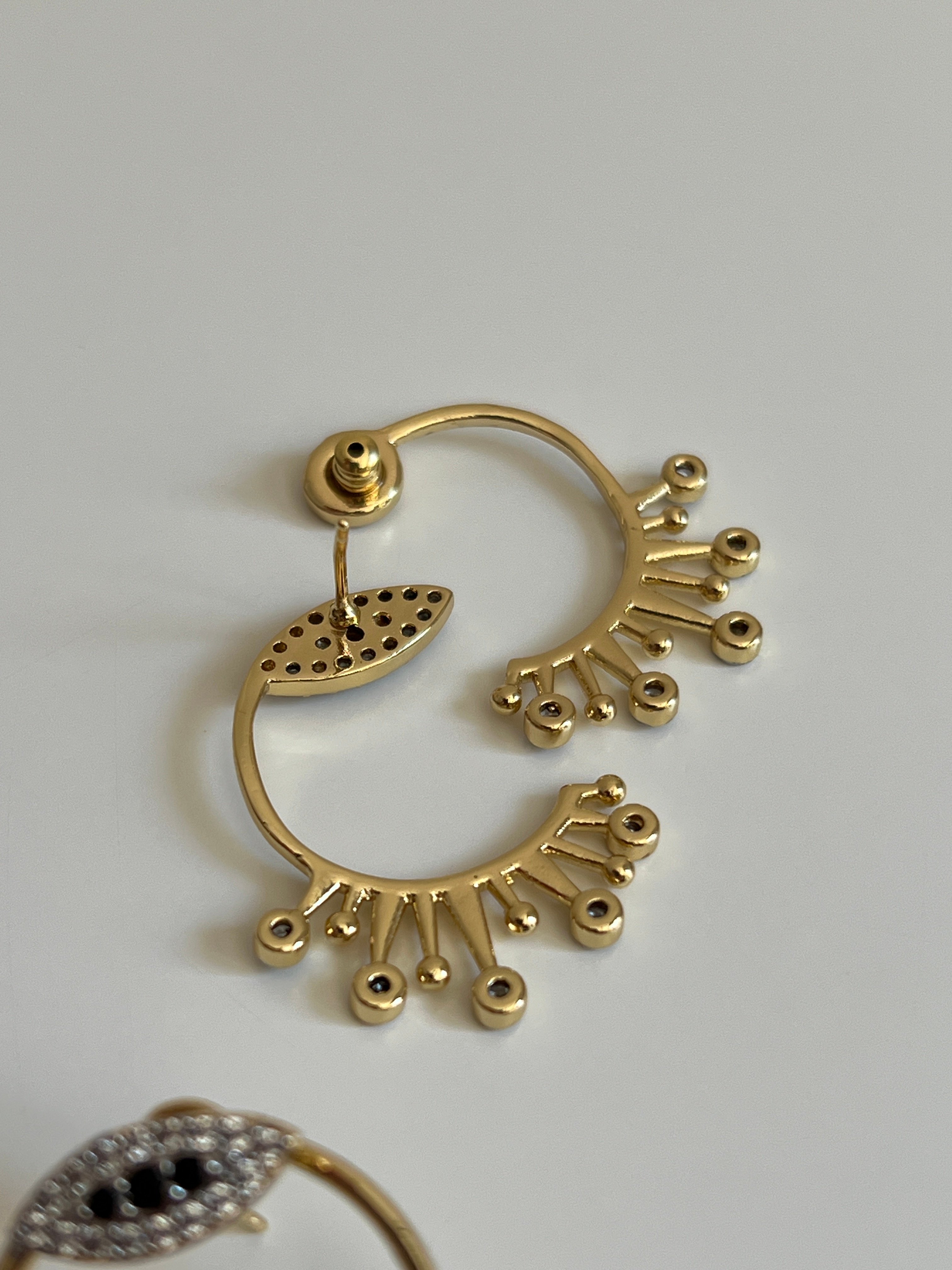 Gold Rengi Zirkon Taşlı Göz Model Kadın Küpe