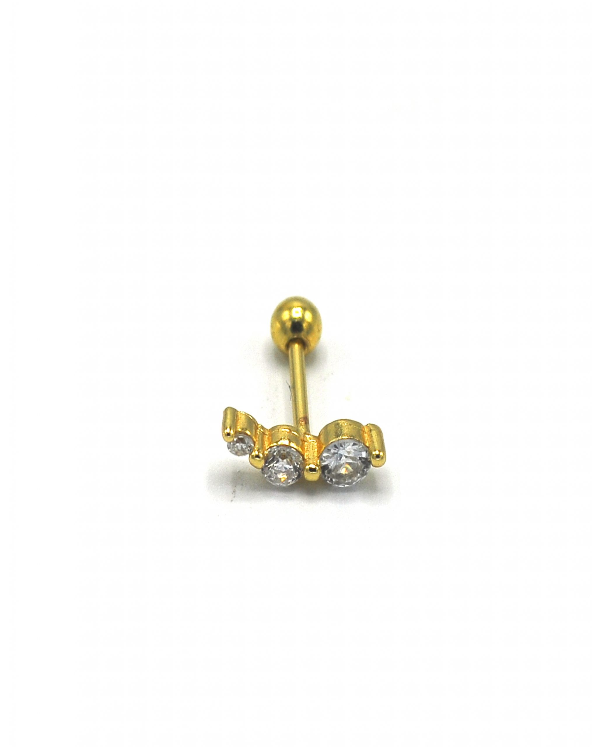 925 Ayar Gümüş Zirkon Taşlı Gold Rengi Piercing