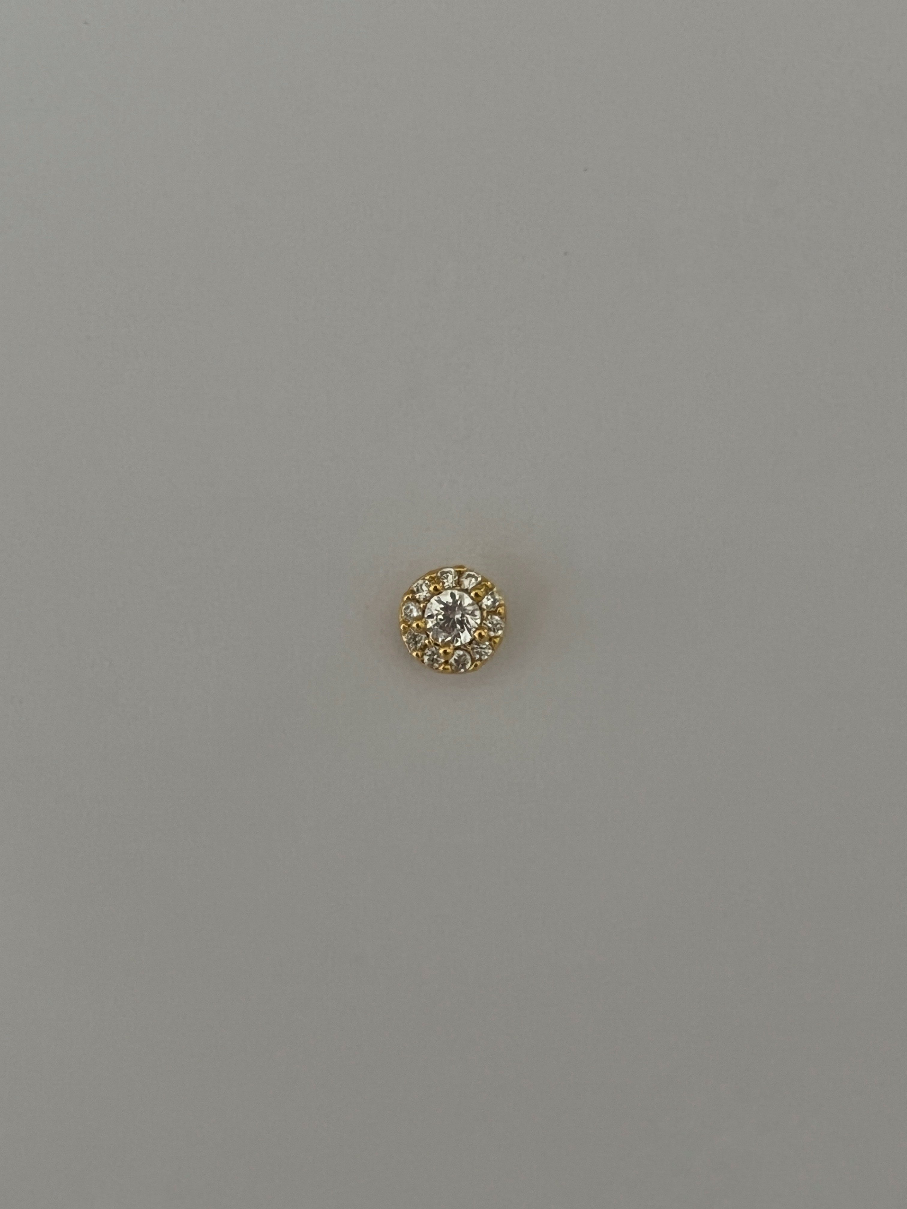 Gold Rengi Zirkon Taş Detaylı Yuvarlak Piercing