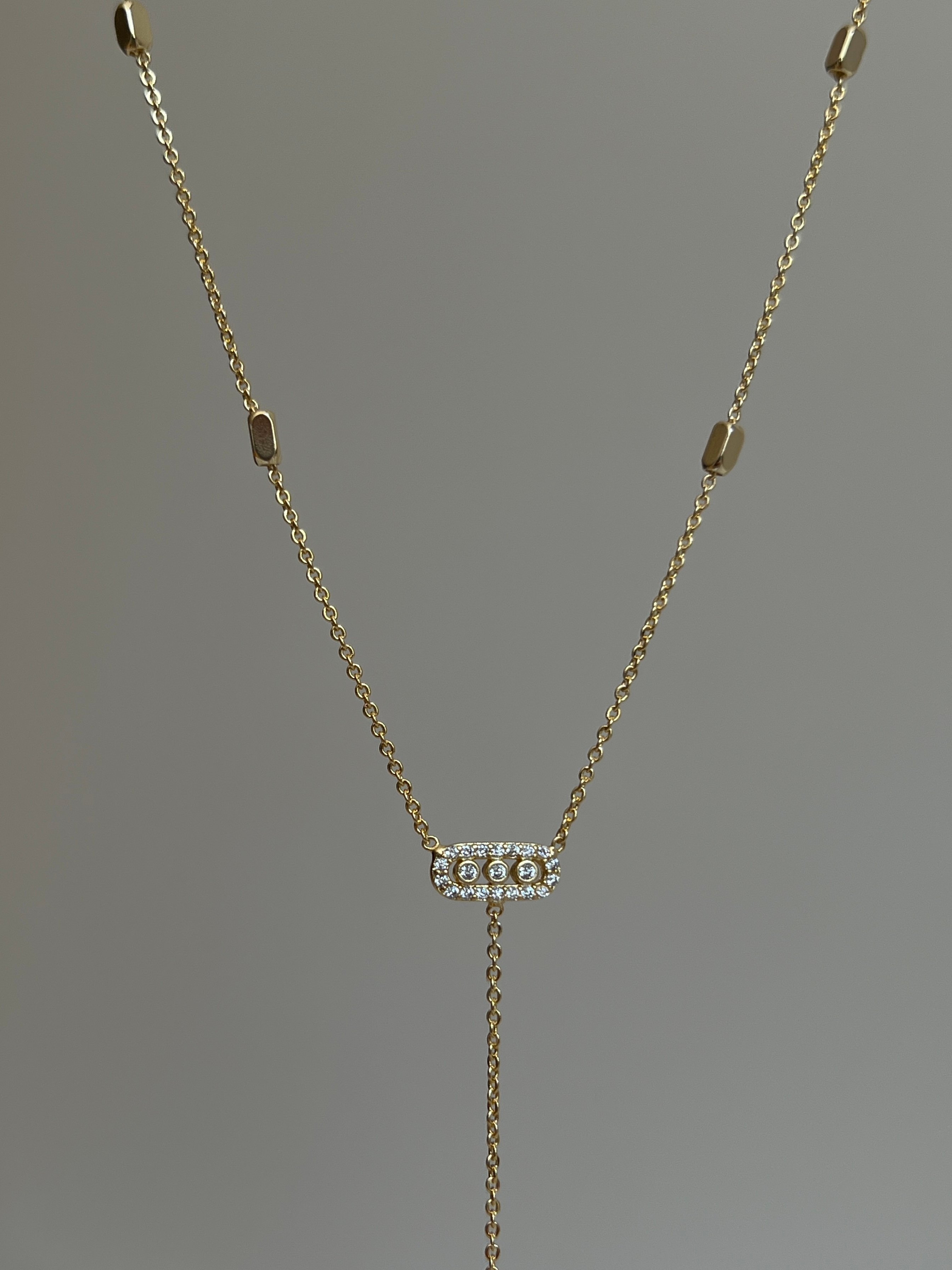 Gold Rengi Zirkon Taş Detaylı Messi Model Y Kadın Kolye