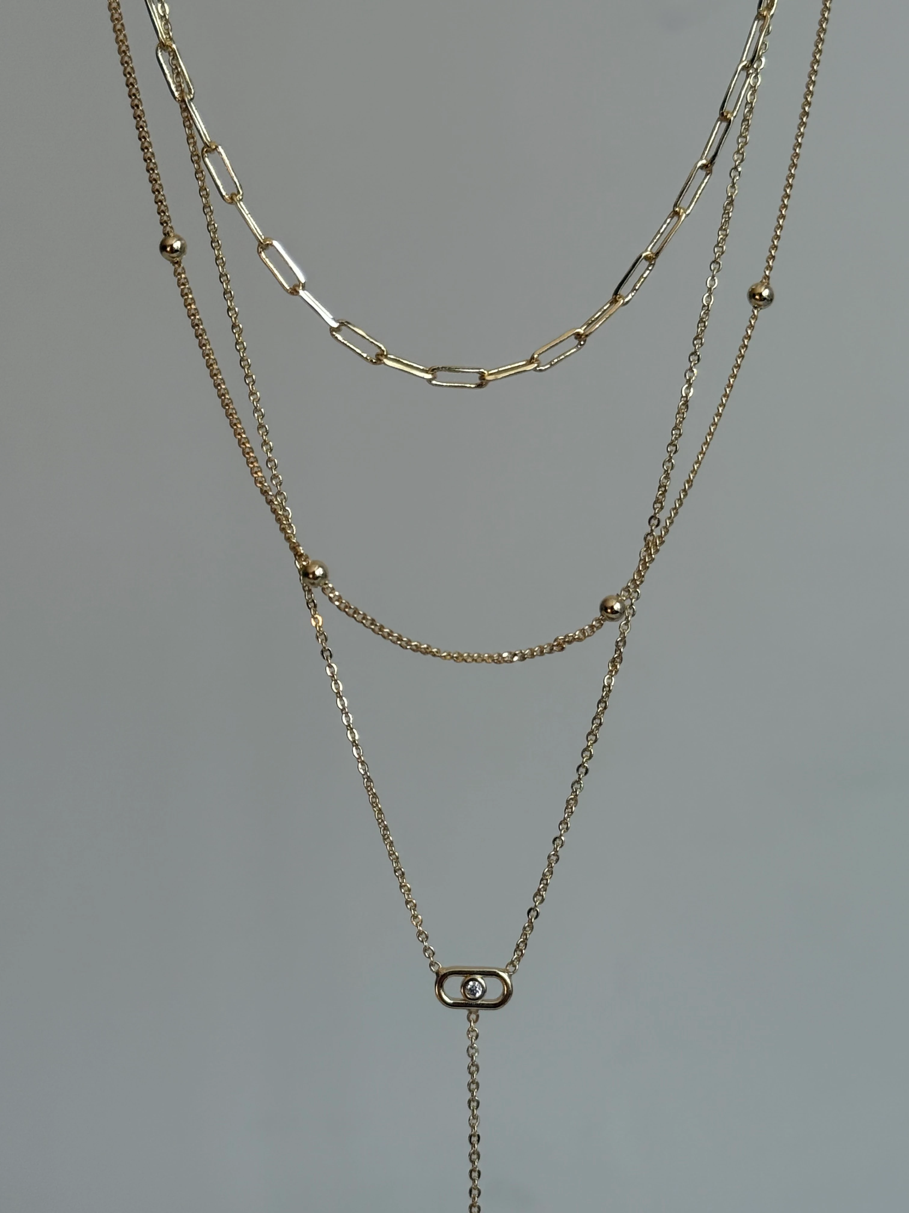 Gold Rengi Üç Sıra Messi Model Kadın Kolye