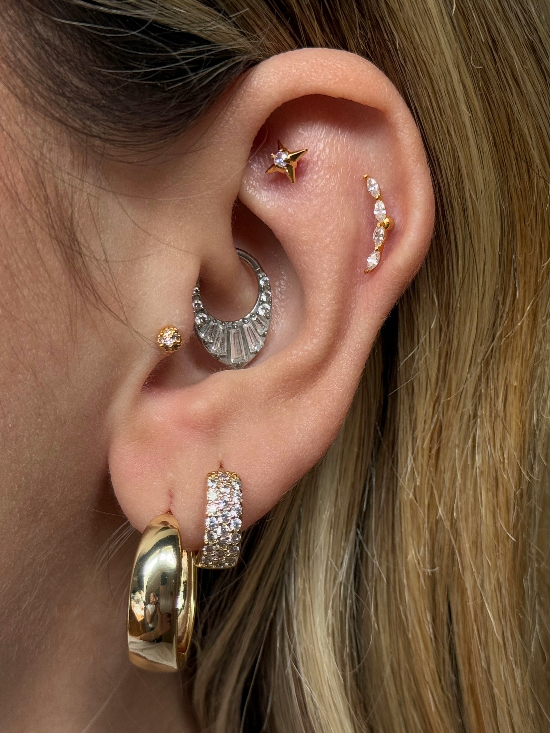 Sıralı Damla Zirkon Taşlı Kadın Piercing