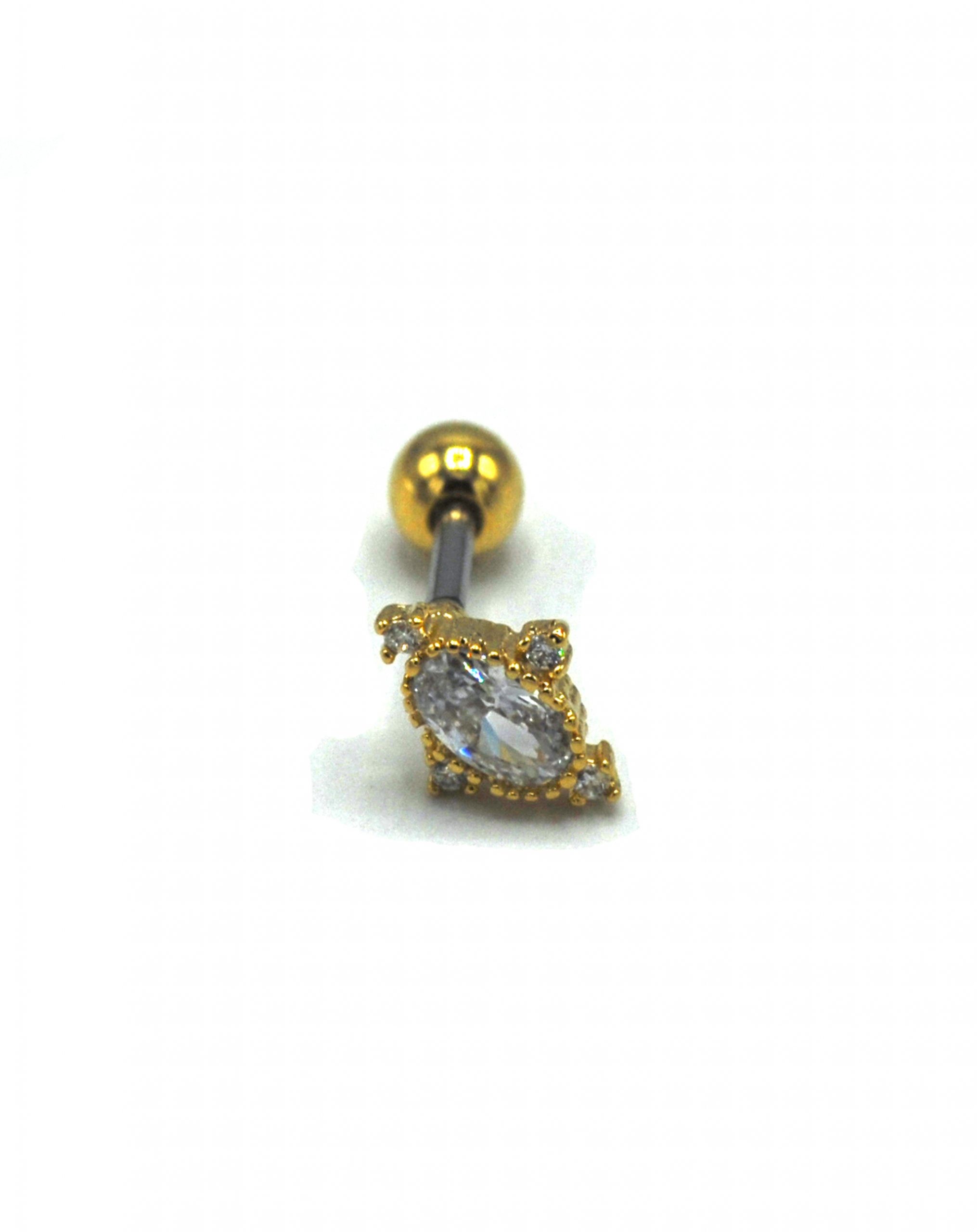 Zirkon Taşlı Gold Rengi Piercing