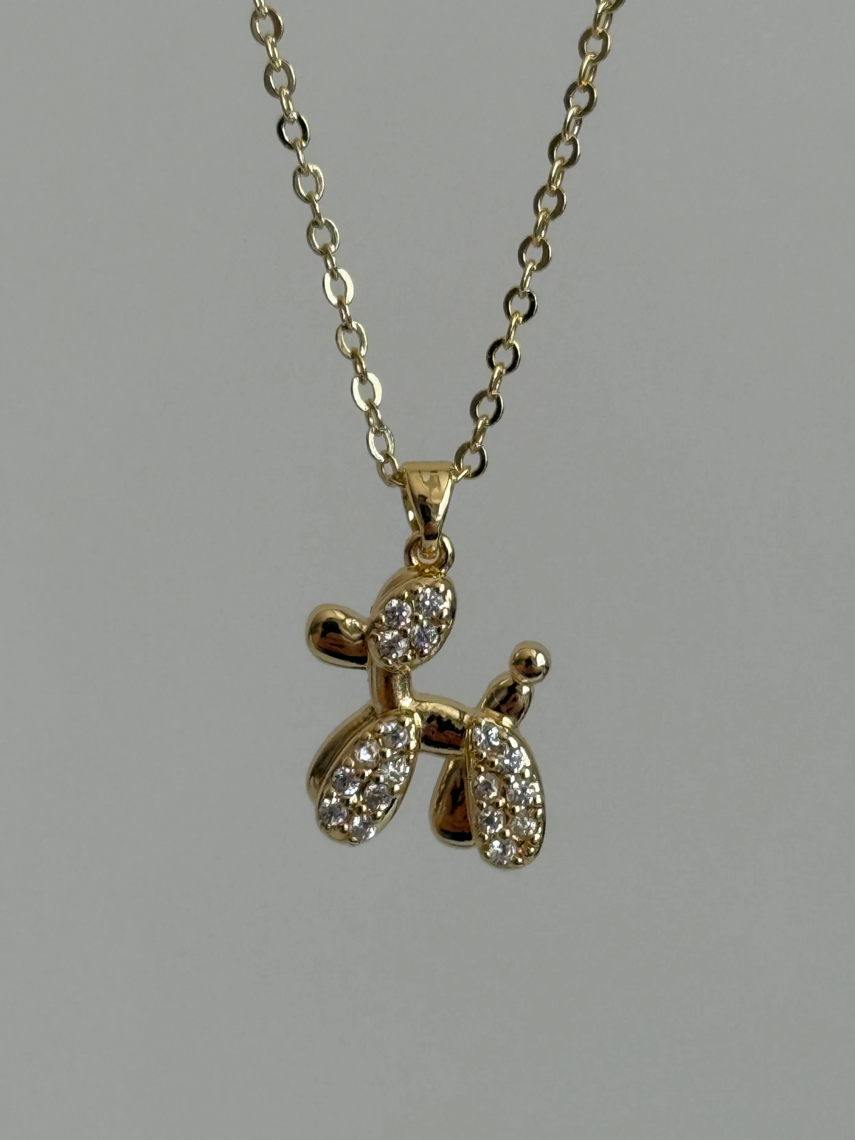 Gold Rengi Zirkon Taşlı Köpek Figür Kadın Kolye