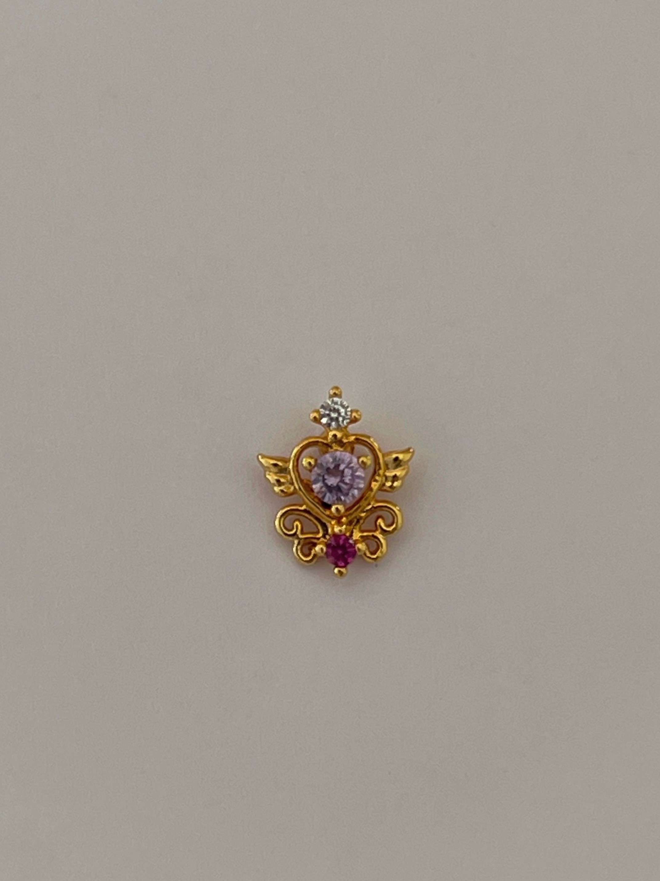 Gold Rengi Renkli Zirkon Taşlı Kadın Piercing