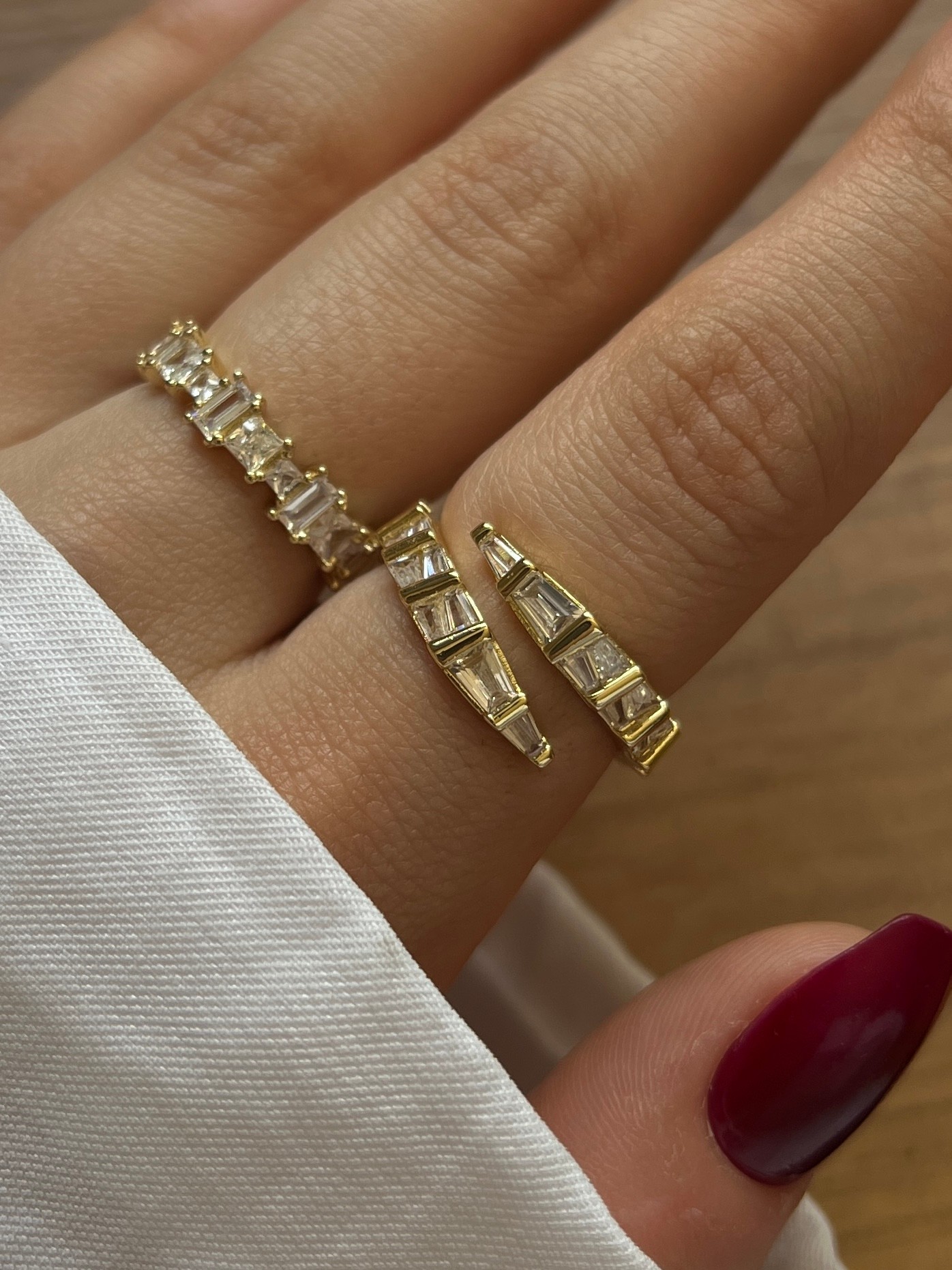 Gold Rengi Baget Zirkon Taşlı Yılan Model Kadın Yüzük