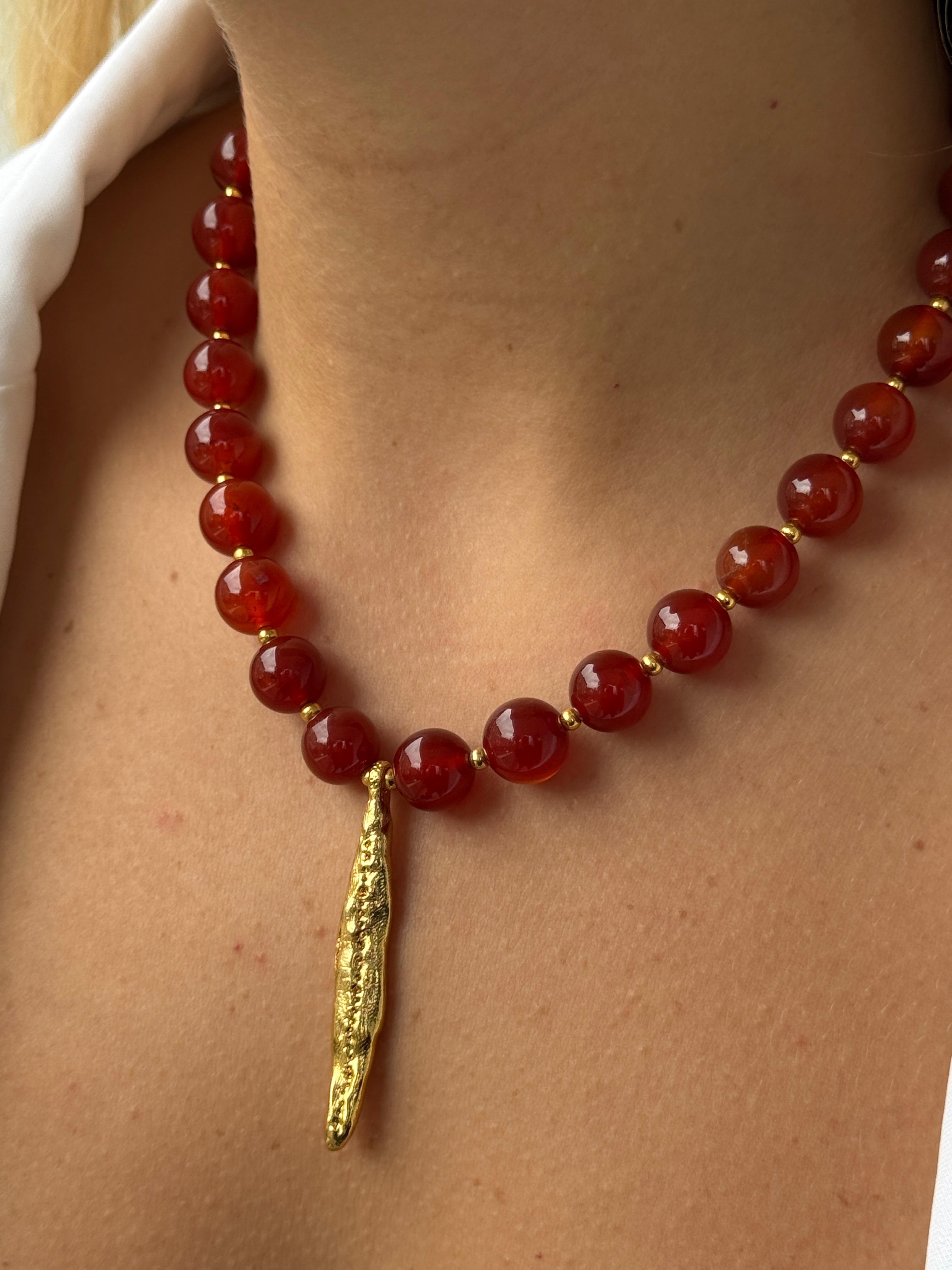 Arche Collection Kahverengi Akik Taşlı (GAIA) Kadın Kolye