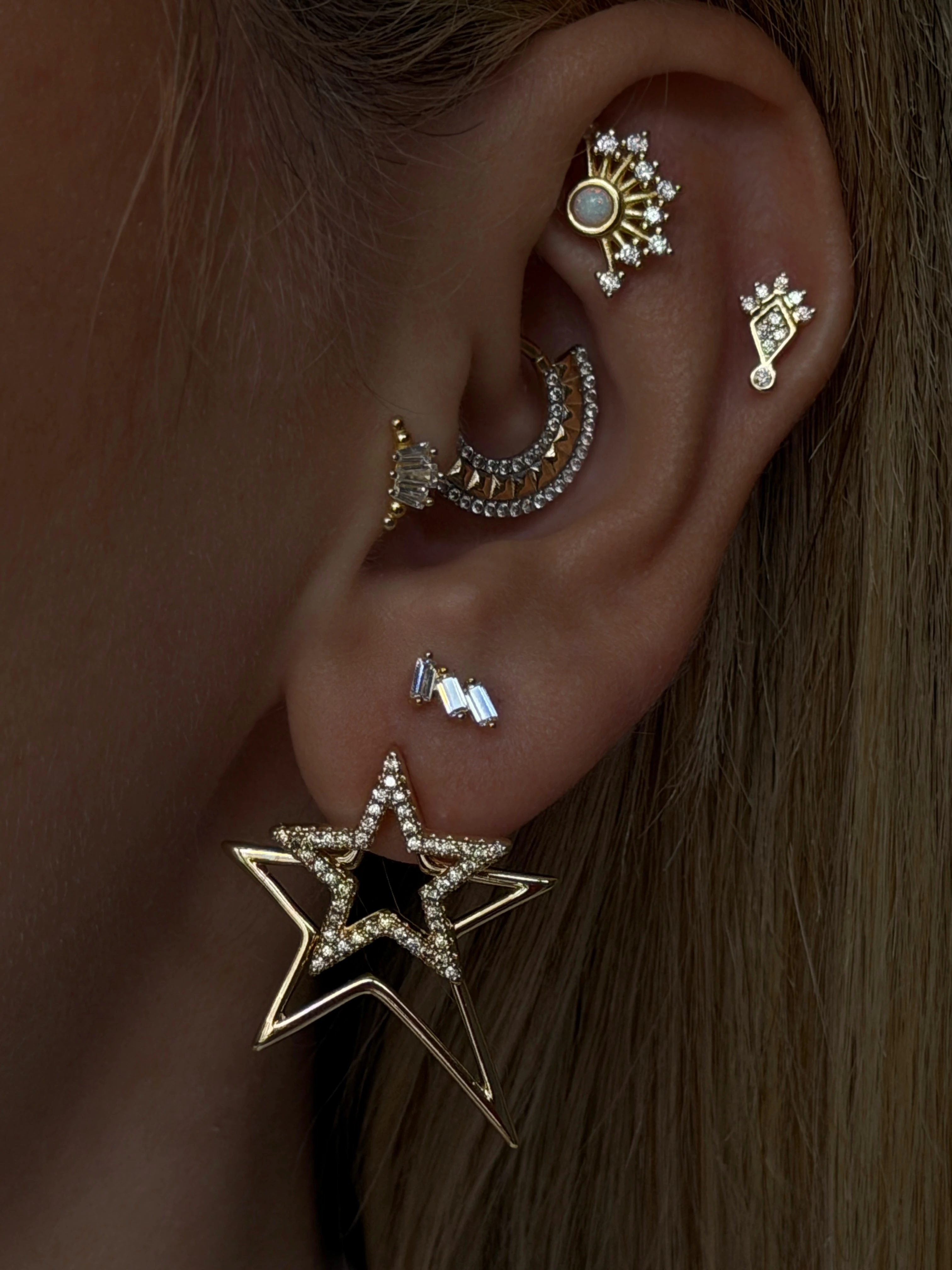 İkili Yıldız Model Kadın Küpe