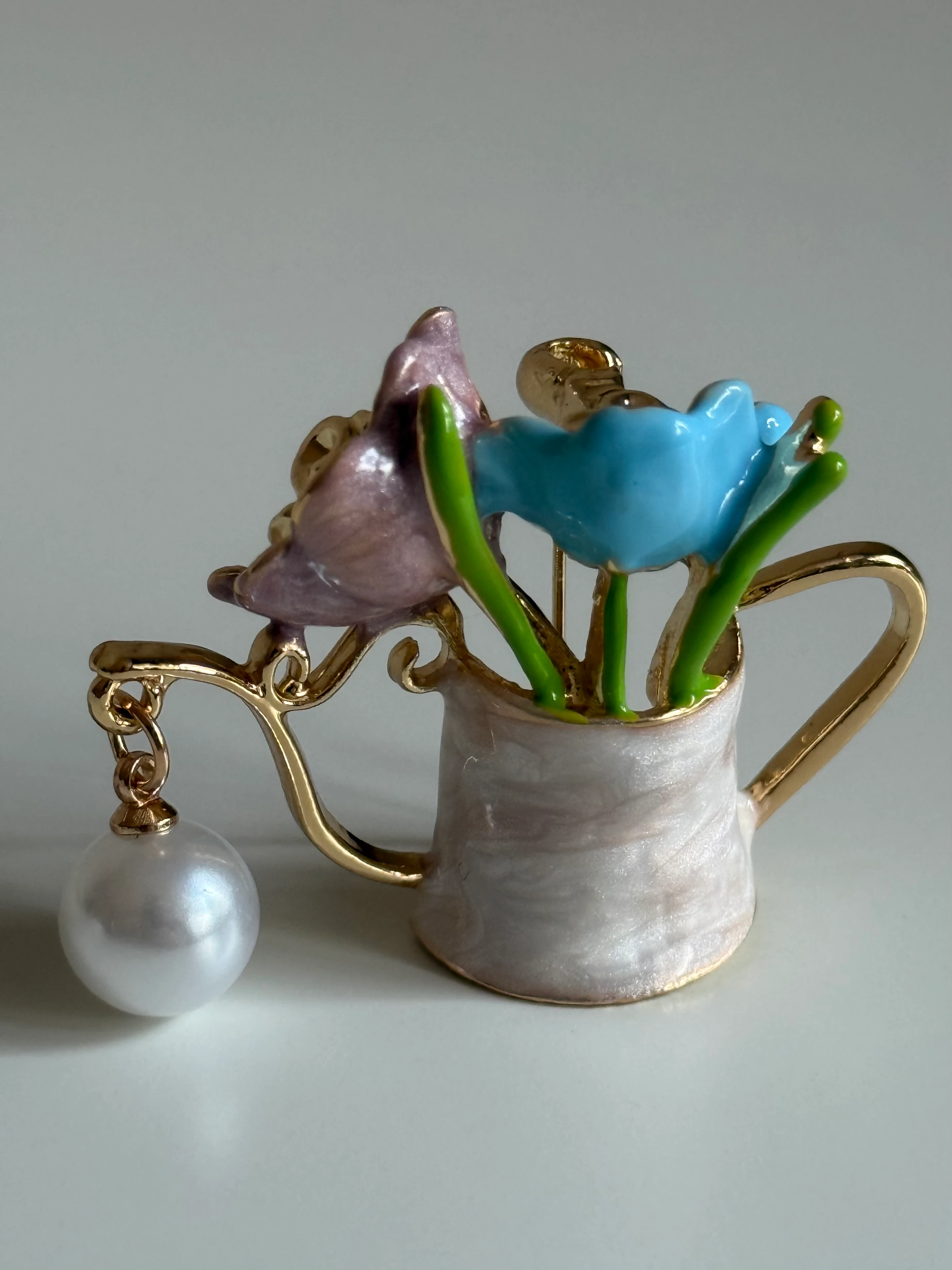 İnci Detay Saksı Broş