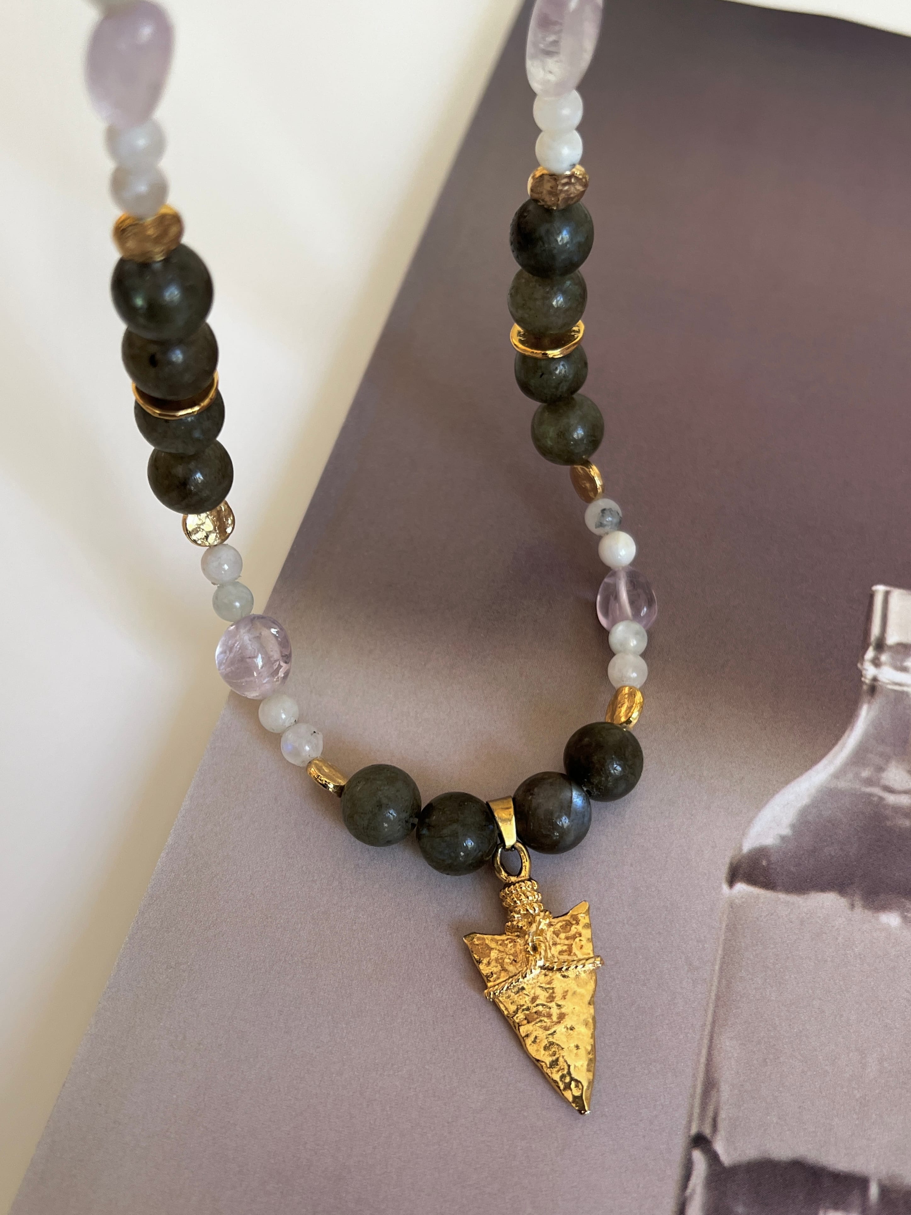 Arche Collection Labradorit&Ametist&Aytaşı Taşlı (MYNA) Kadın Kolye
