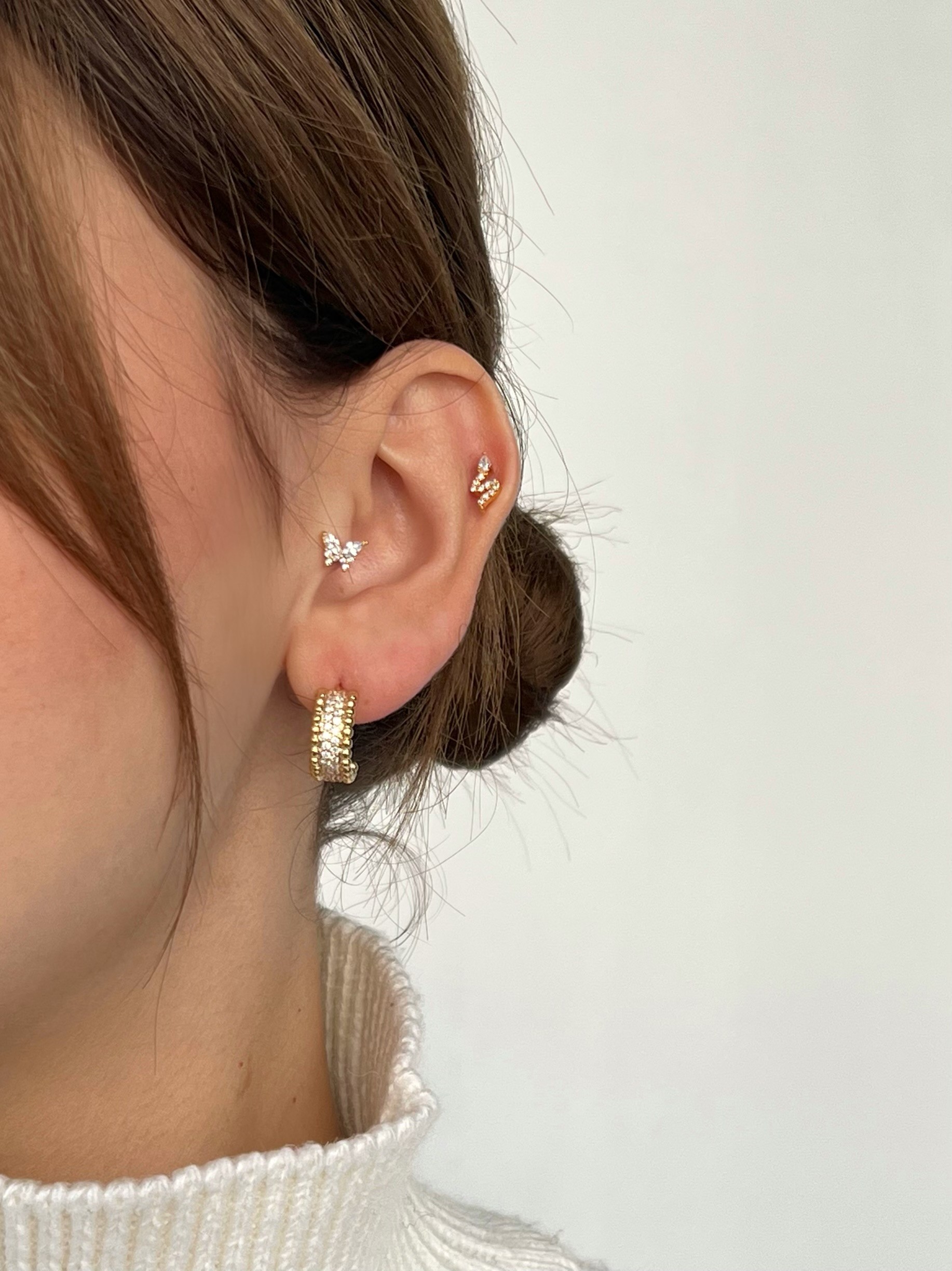 Zirkon Taşlı Gold Rengi Piercing