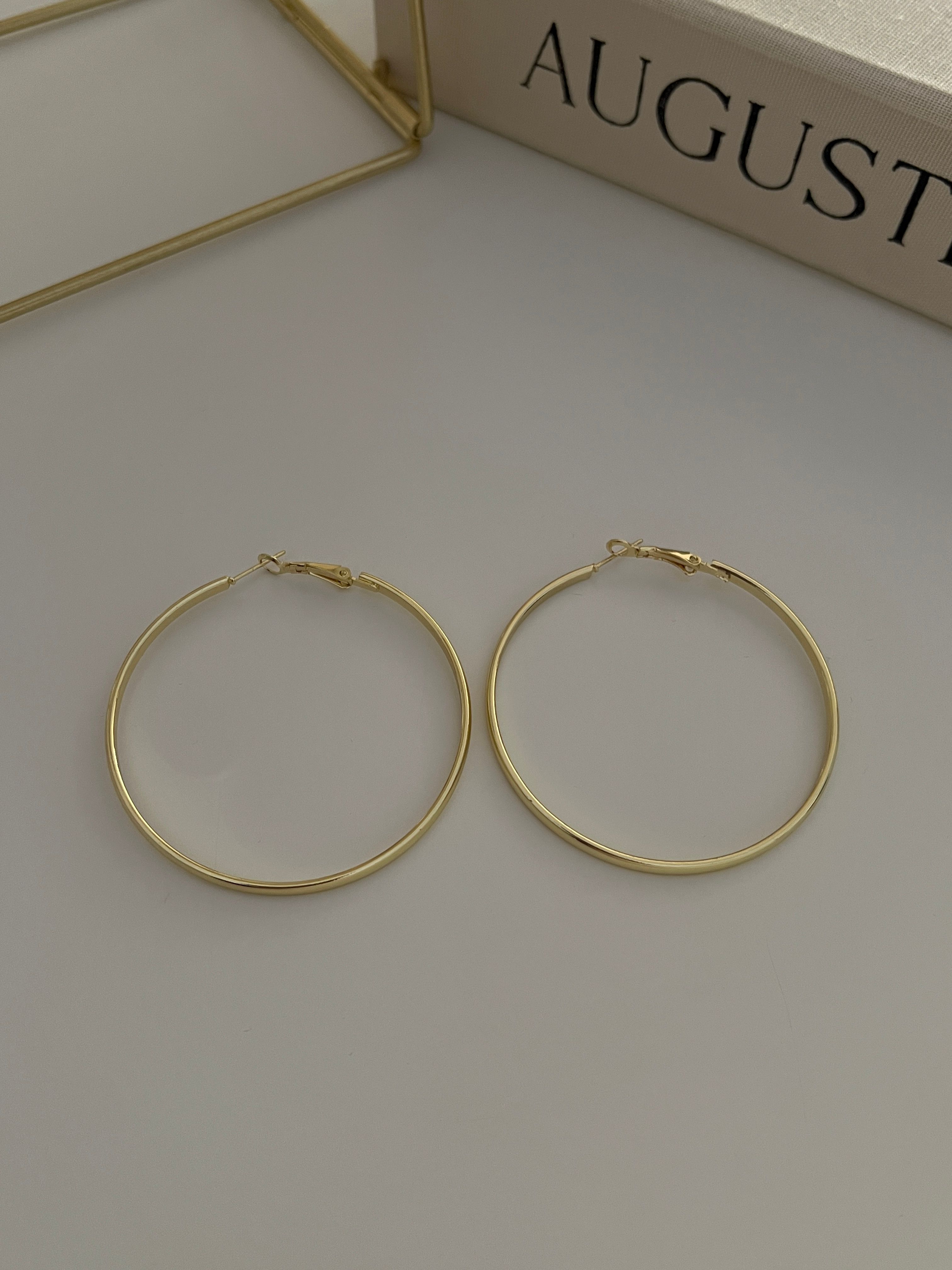 Gold Rengi Yassı Model Kadın Halka Küpe