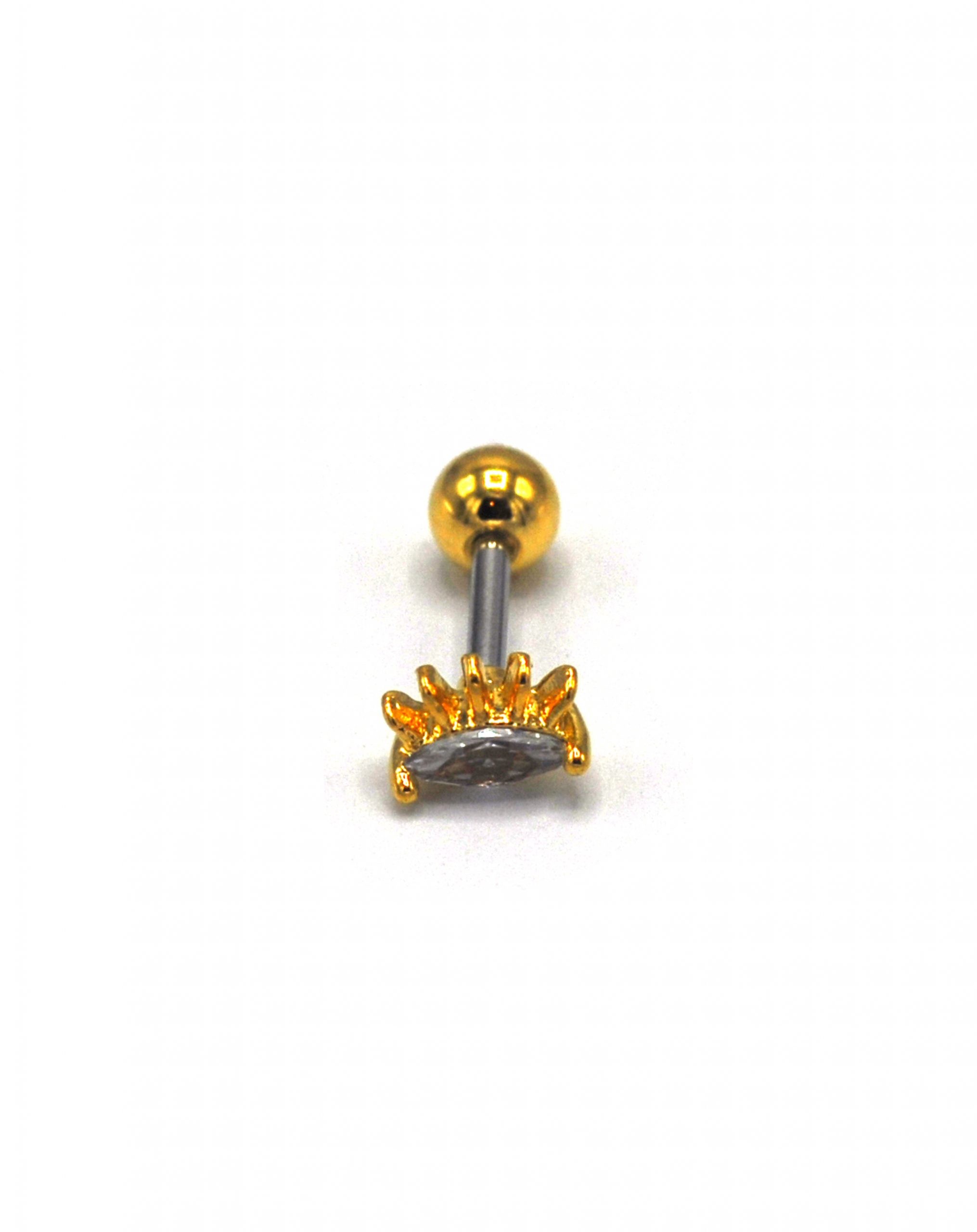 Zirkon Taşlı Gold Rengi Göz Piercing