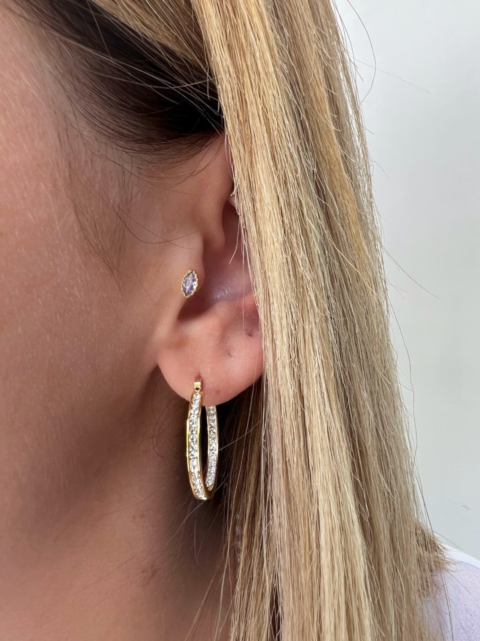 Zirkon Taşlı Gold Renk Piercing