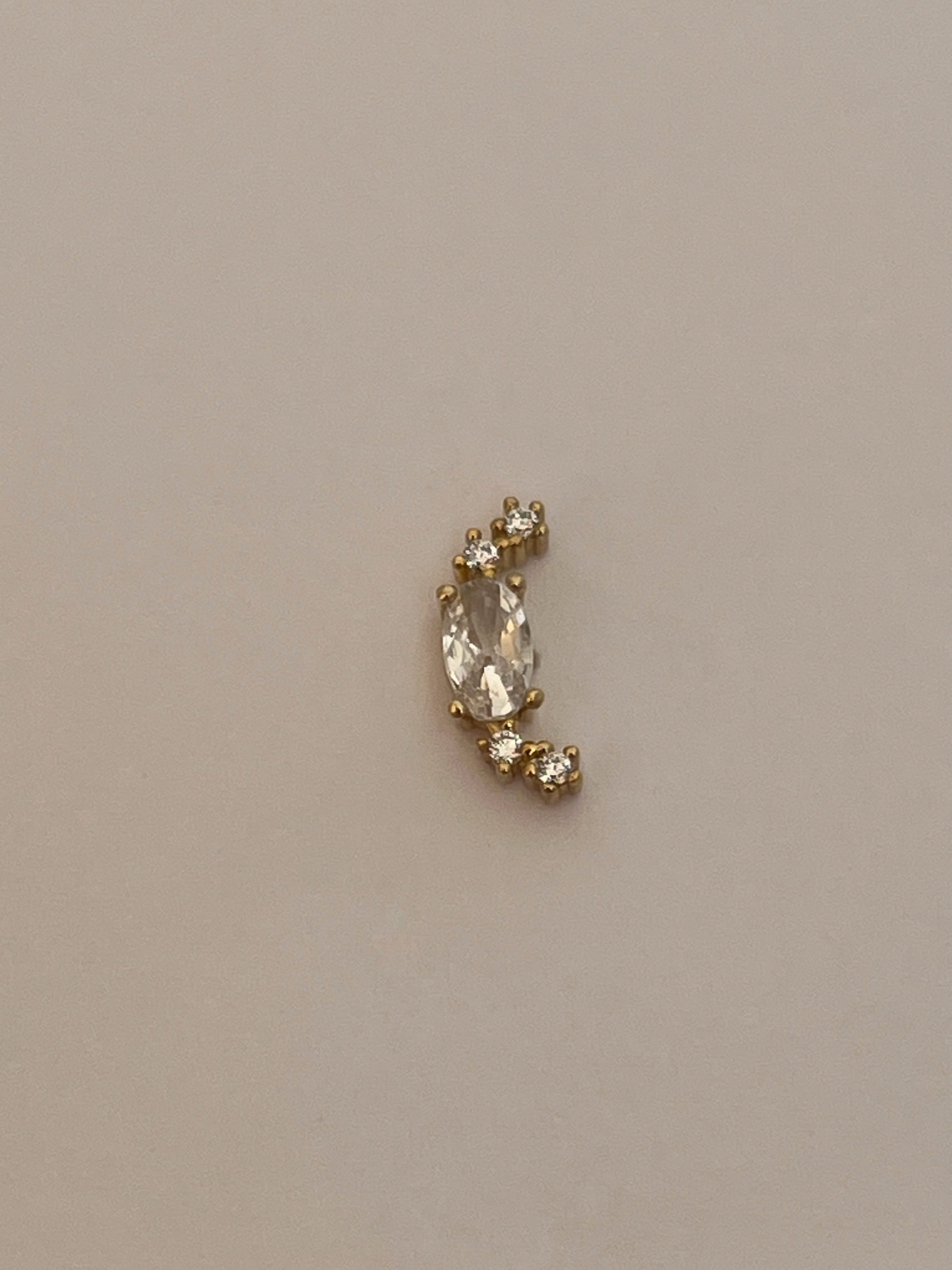Gold Rengi Zirkon Taşlı Kadın Piercing