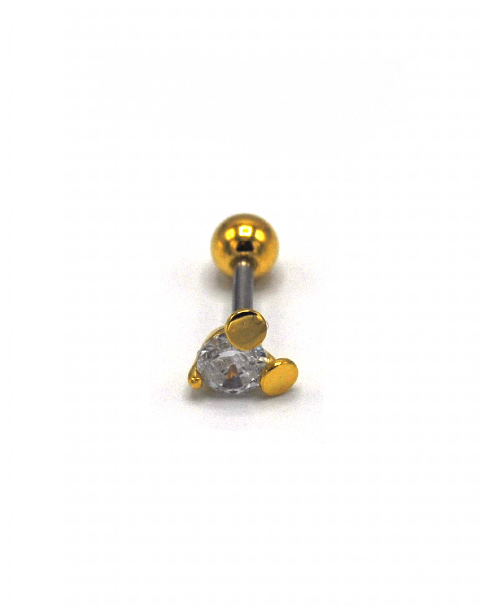 Zirkon Taşlı Gold Rengi Piercing